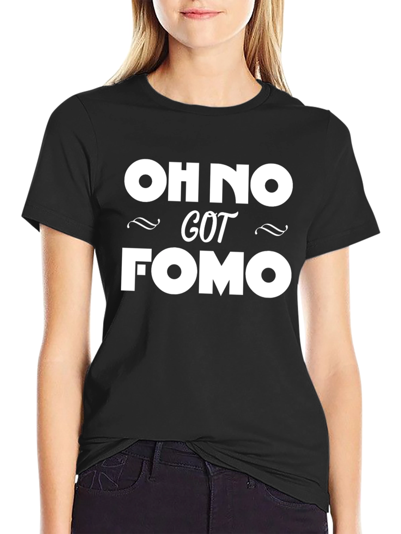 Black Oh No Got FOMO - Funny Graphic Tee view 2