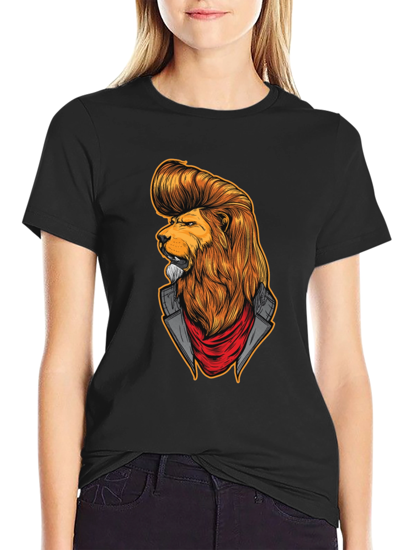 Black Lion Rockabilly T-Shirt - Cool Graphic Tee view 2