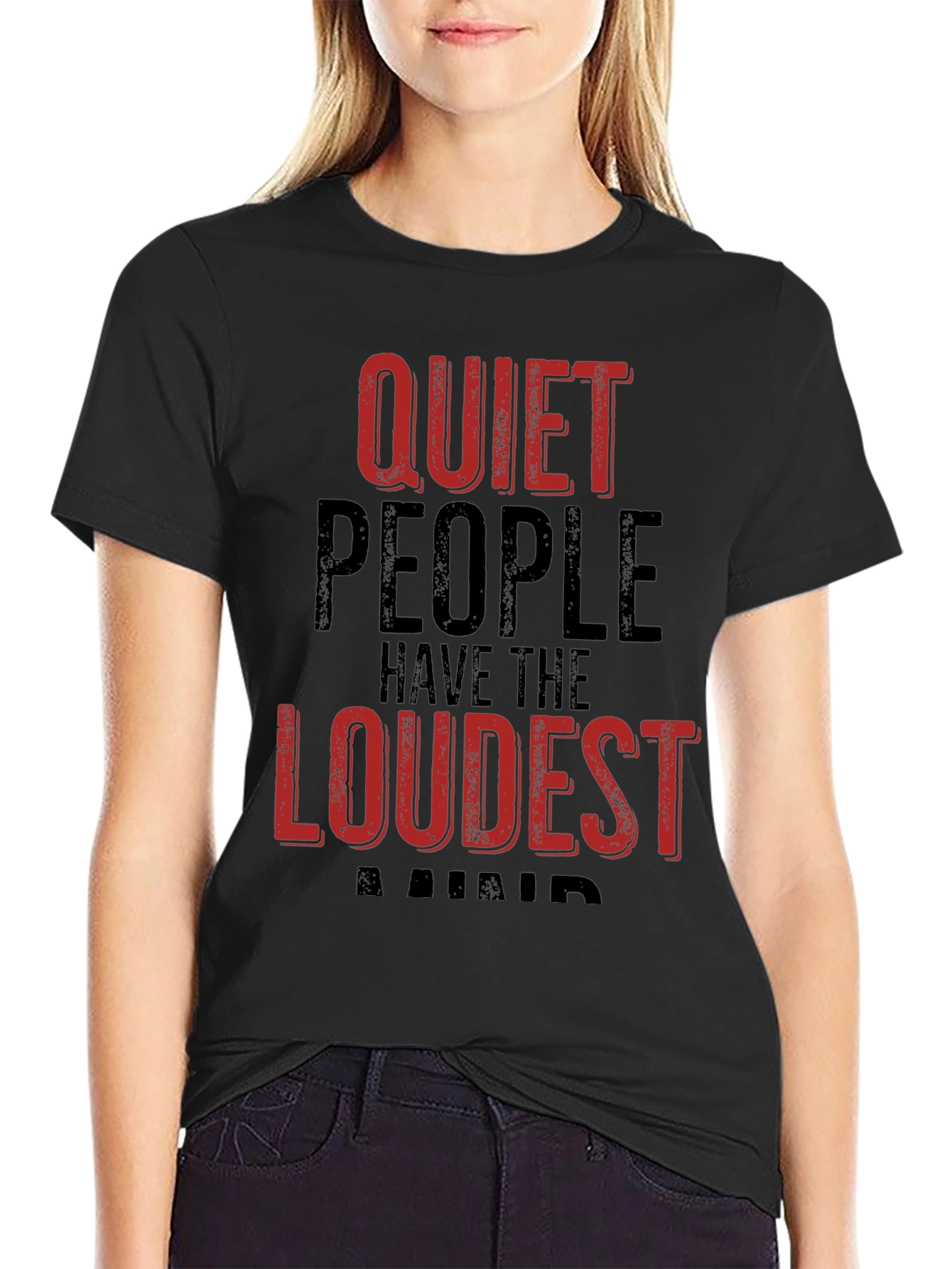 Black Quiet People Loudest Minds Graphic Tee - Black view 2