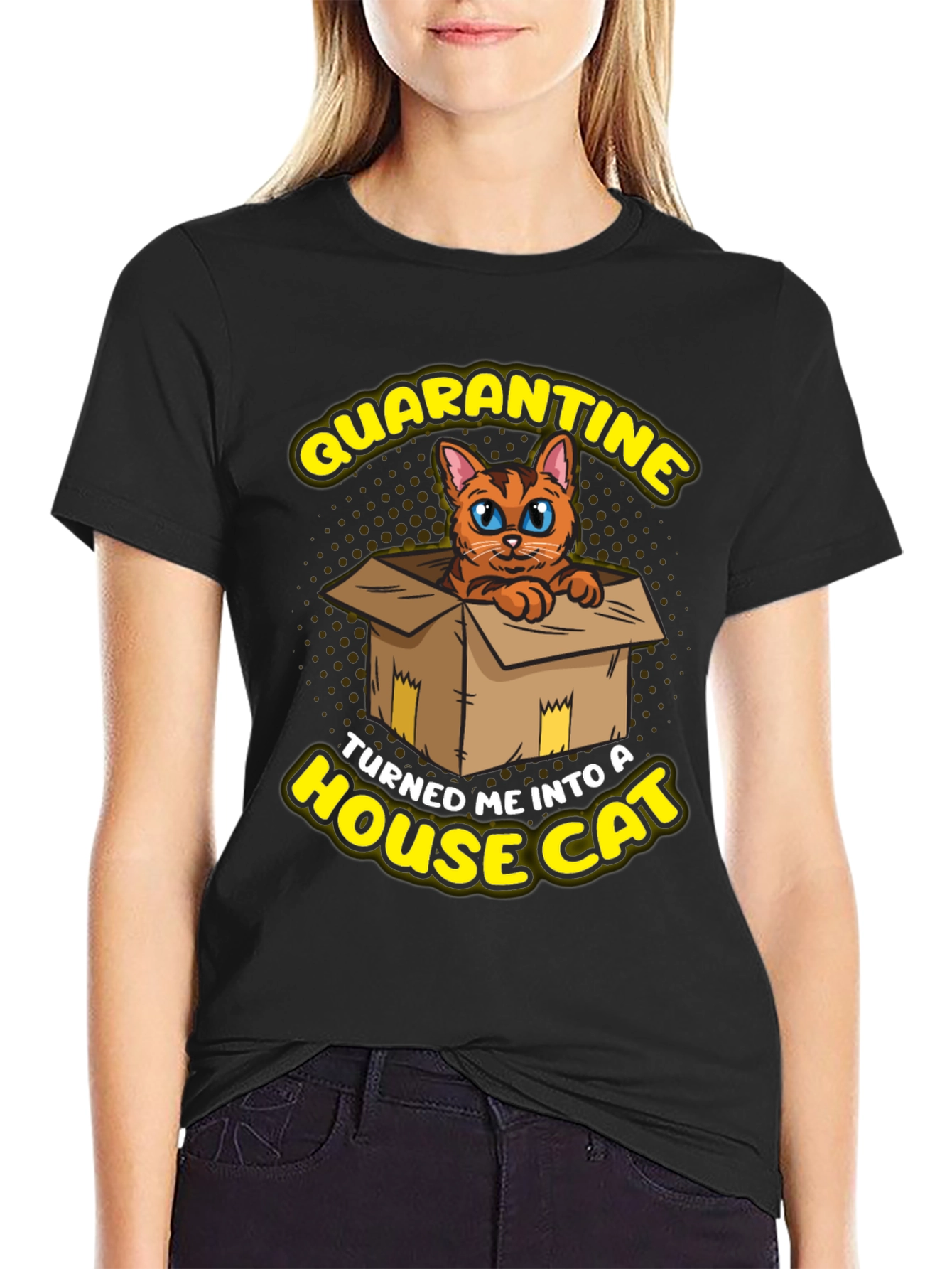 Black Quarantine House Cat Graphic Tee view 2