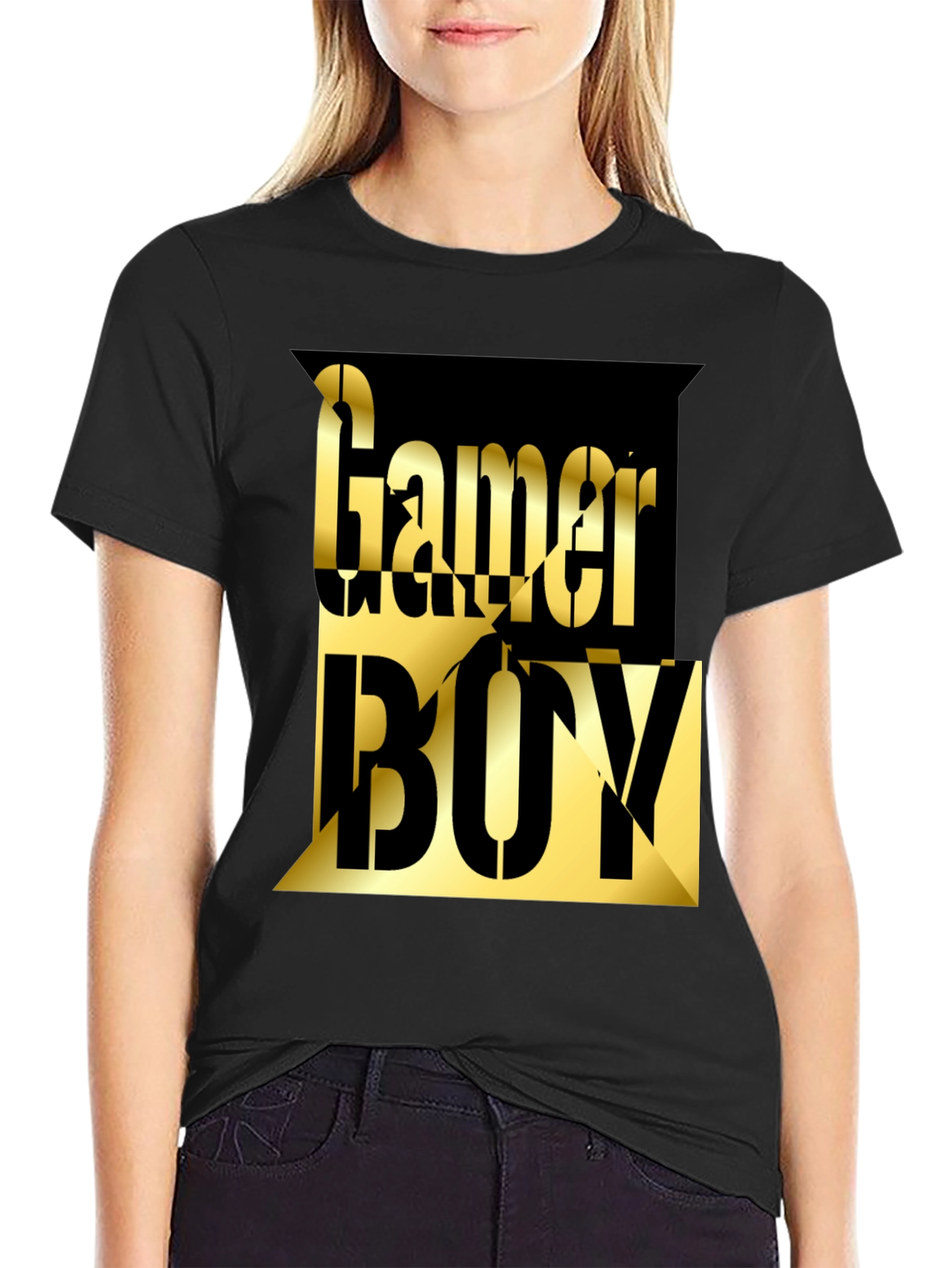 Black Gamer Boy Graphic Tee - Black Cotton Blend view 2