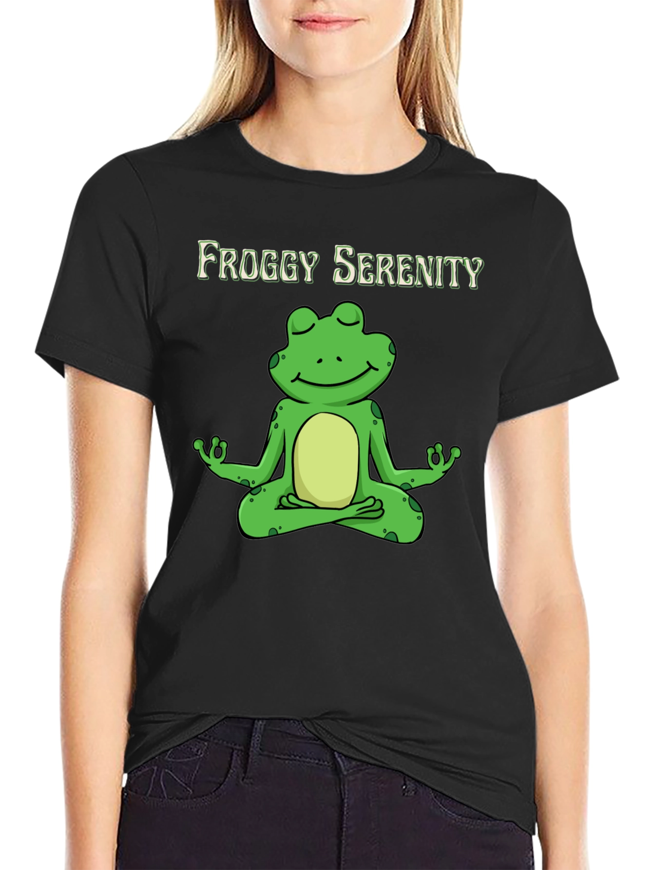 Black Froggy Serenity Meditation T-Shirt - Relax & Unwind view 2