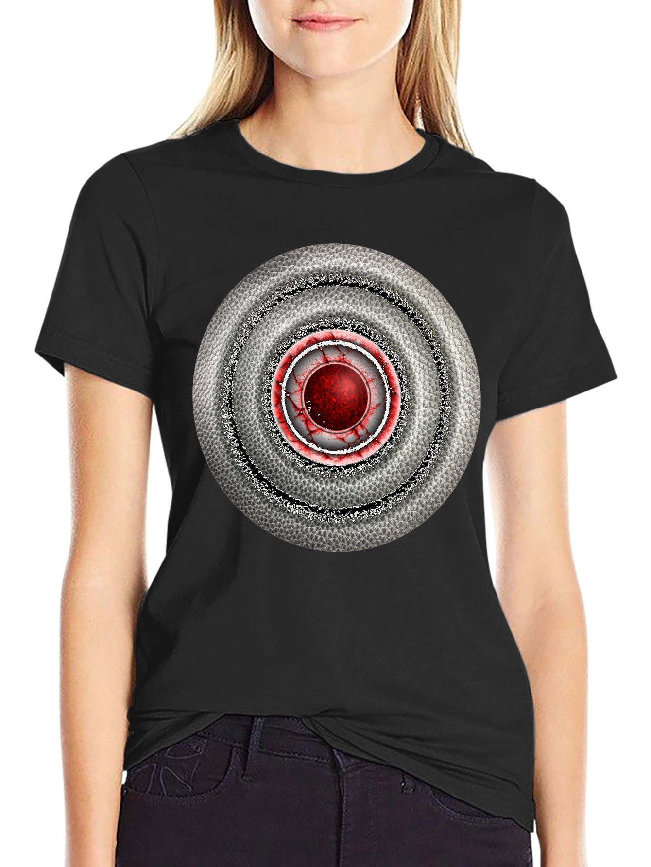 Black Abstract Target Graphic Men's Black T-Shirt view 2
