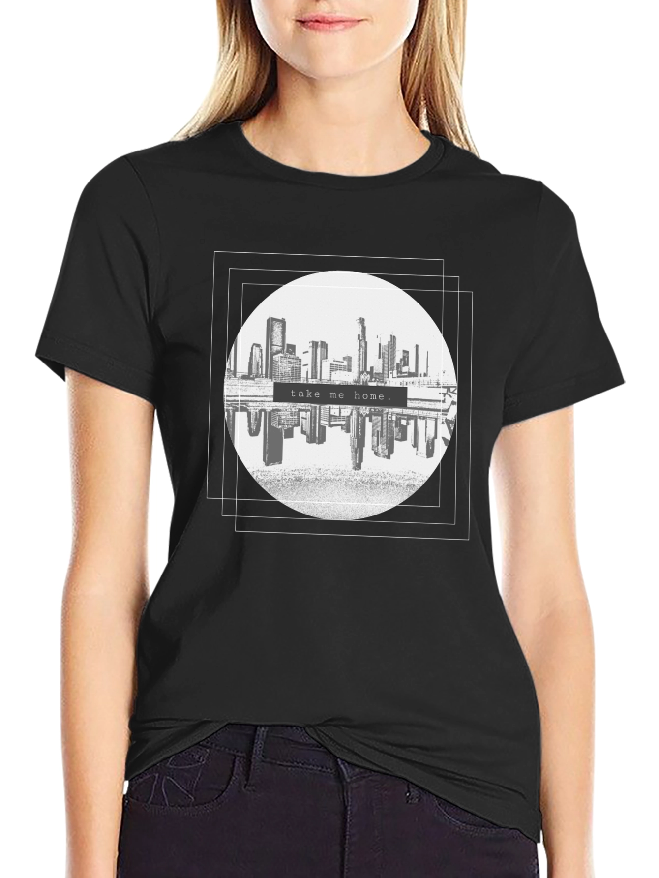 Black Cityscape Graphic Tee - Take Me Home T-Shirt view 2
