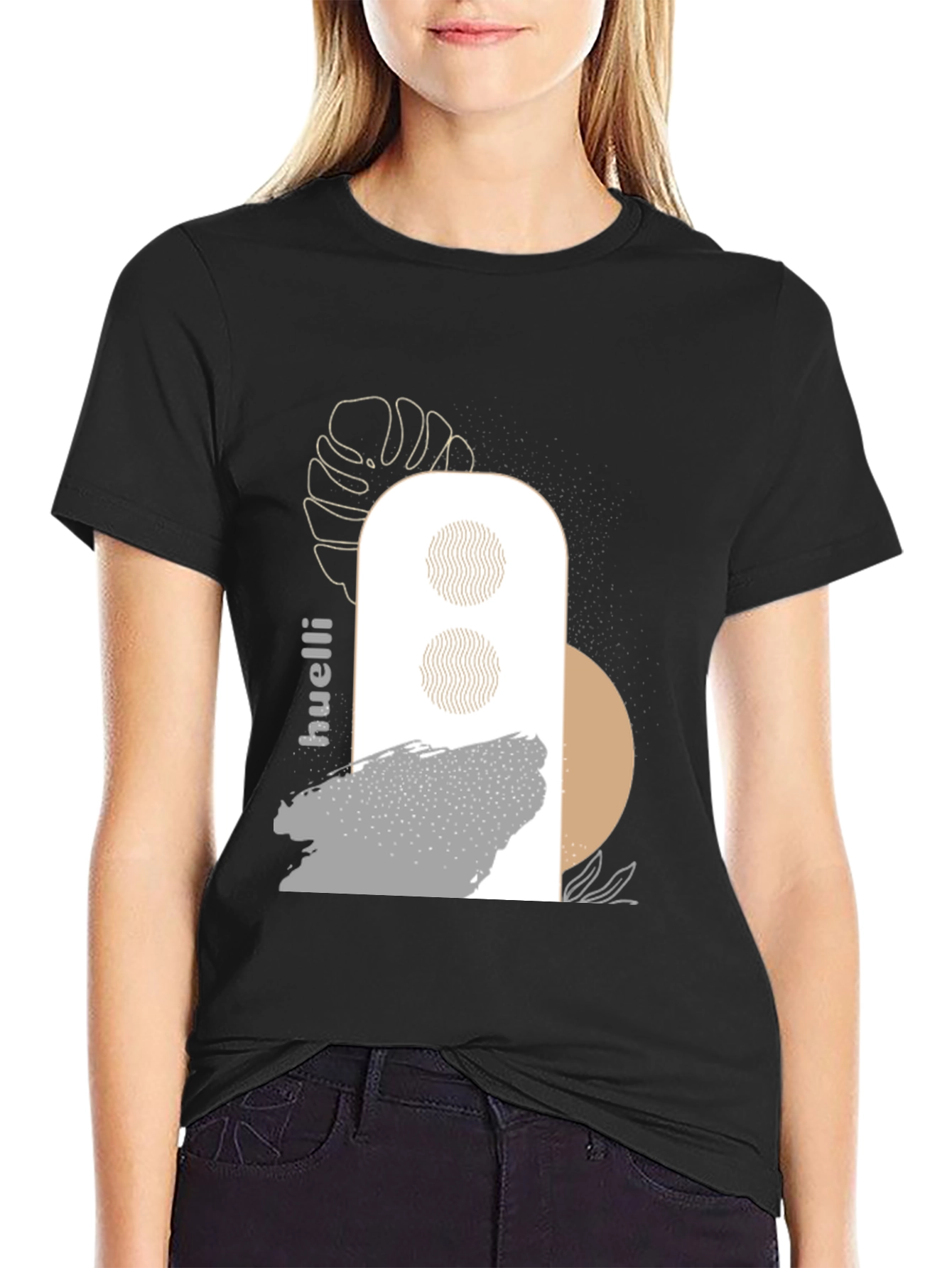 Abstract Graphic Print Black T-Shirt - 2