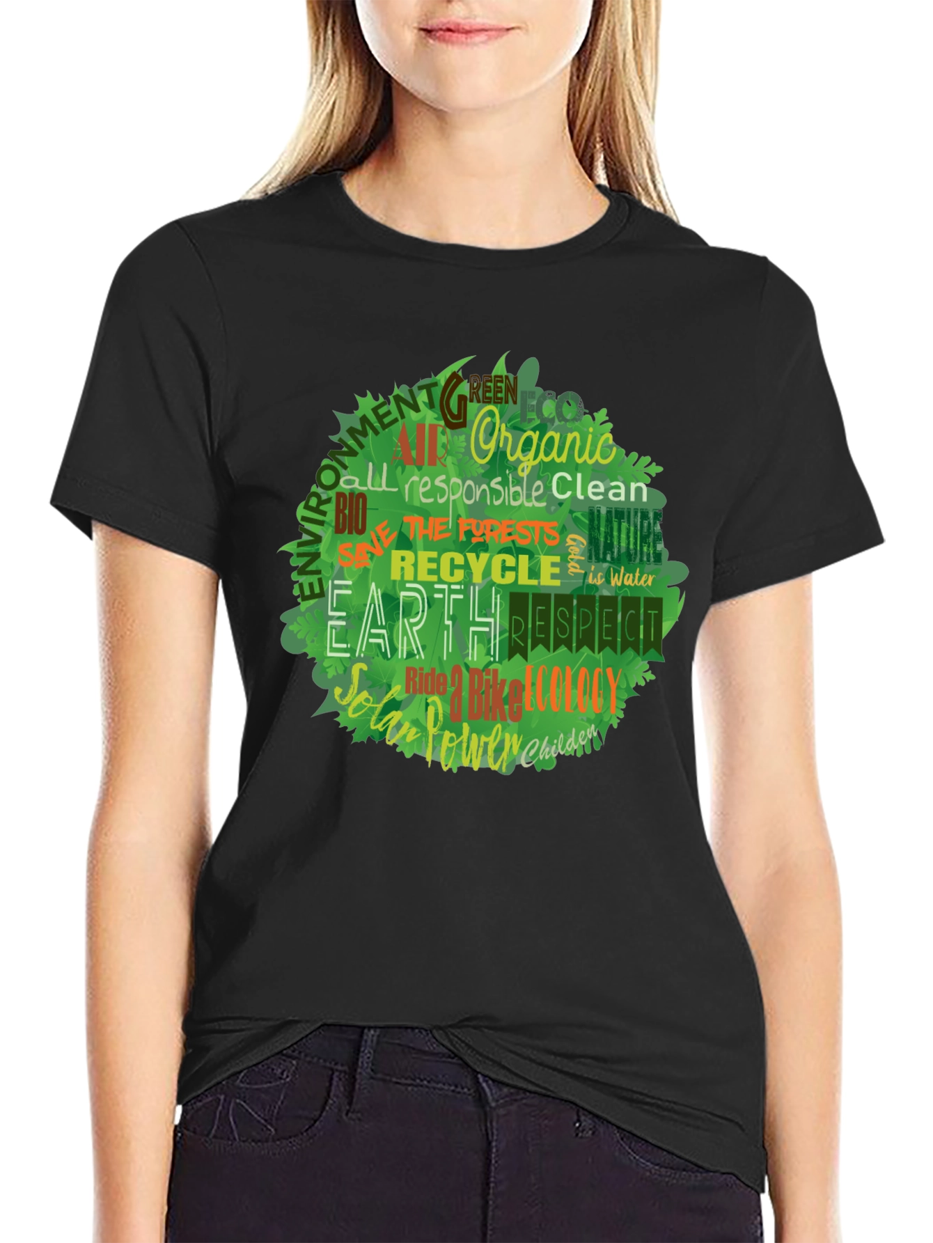 Black Eco Friendly Earth T-Shirt view 2