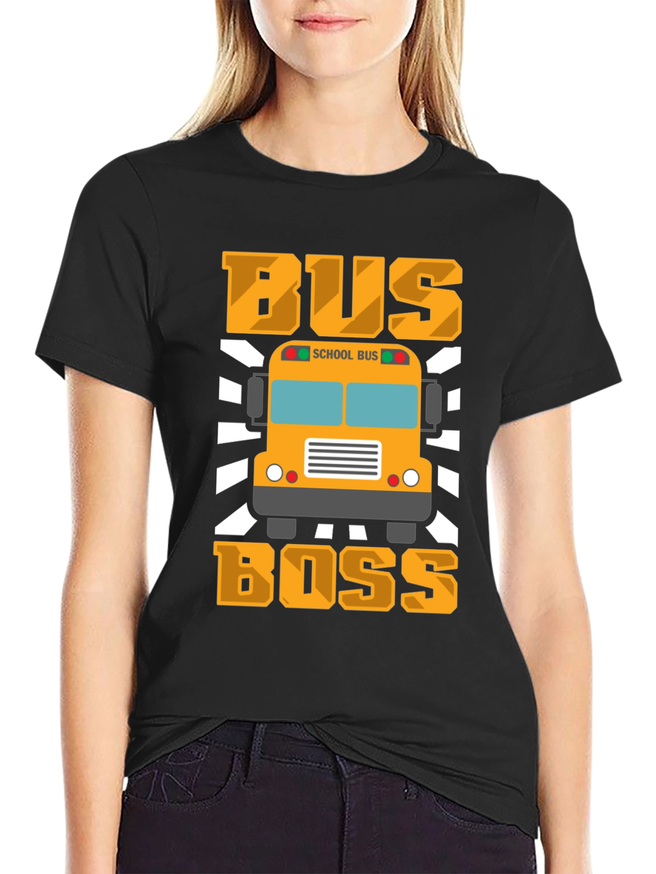 Black Bus Boss T-Shirt - School Bus Driver Apparel view 2
