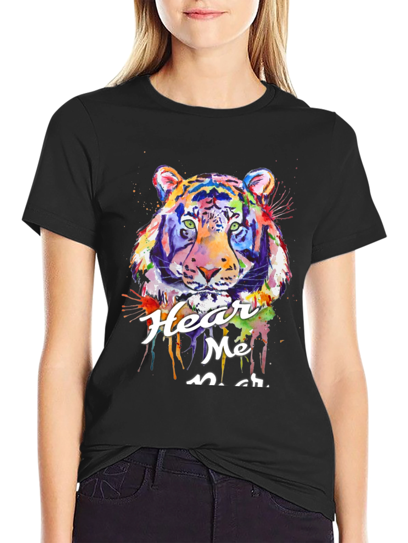 Black Vibrant Tiger Graphic Tee - Hear Me Roar! view 2