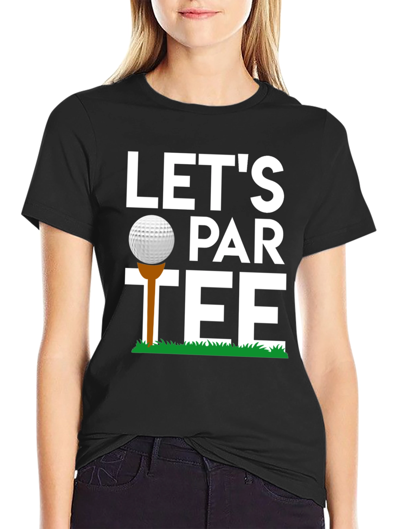 Black Let's Par-Tee Golf T-Shirt Funny Golfing Tee view 2