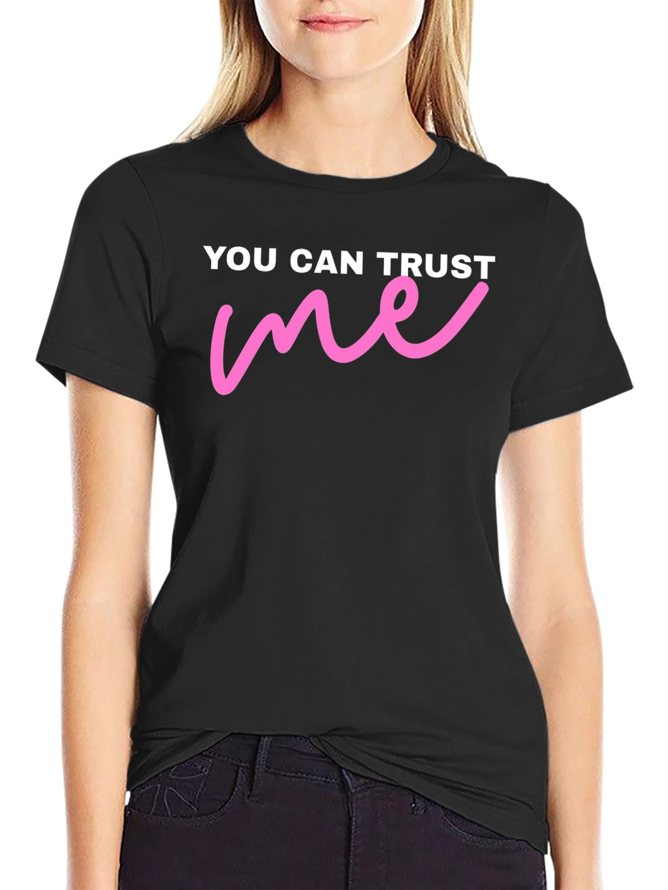 Black You Can Trust Me Graphic Tee - Trendy Casual Comfort view 2