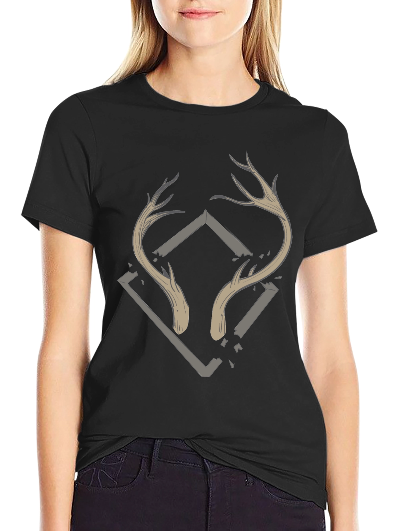 Black Antler Graphic Print Tee - Stylish & Unique view 2