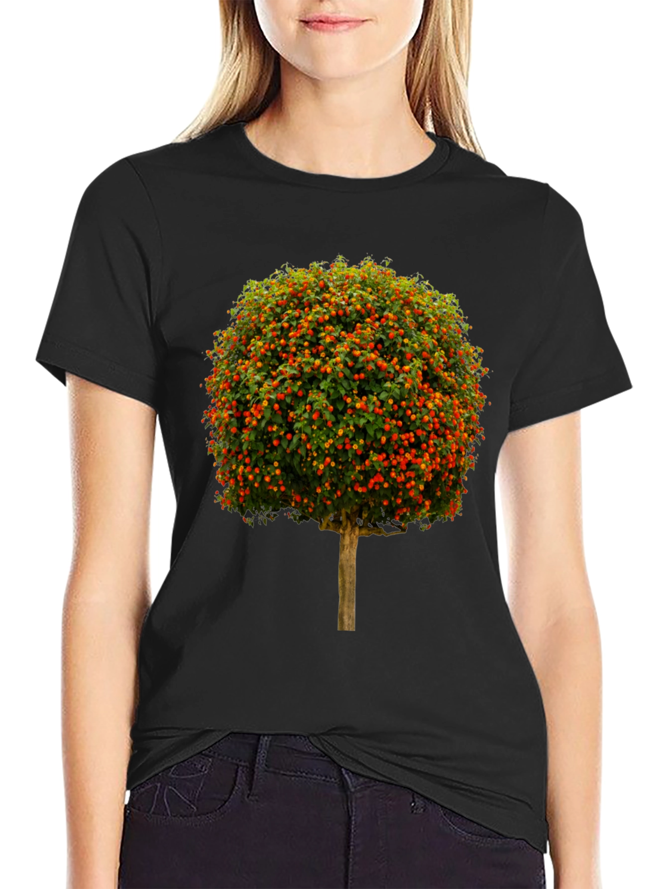 Black Botanical Tree Graphic T-Shirt view 2