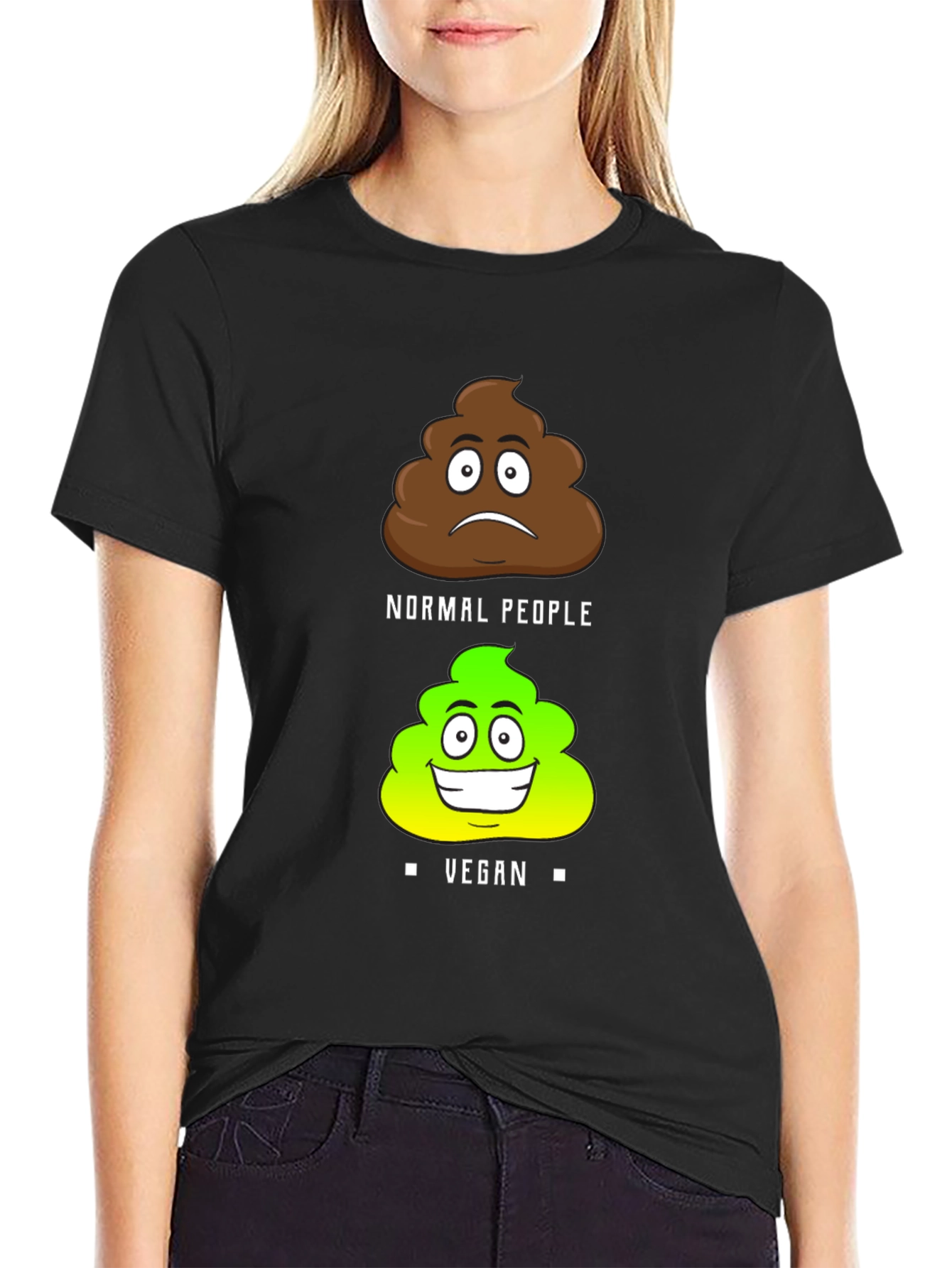 Black Vegan Poop Humor T-Shirt view 2