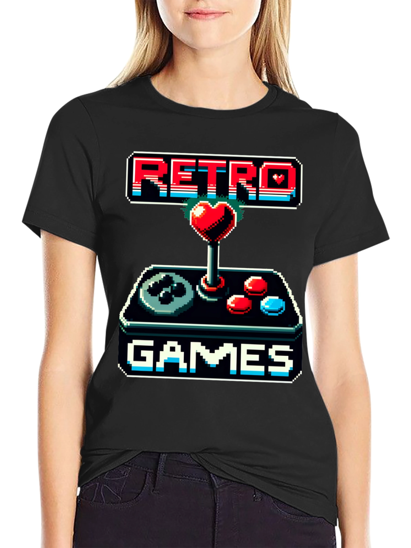Black Retro Games Pixel Art T-Shirt view 2