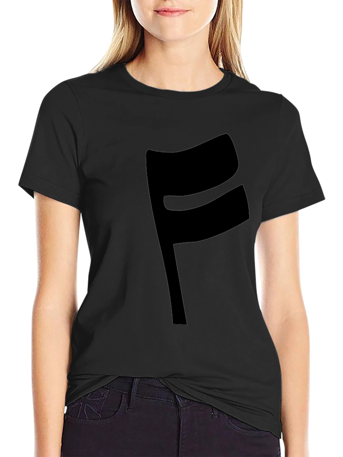 Black Modern Black 'F' Graphic T-Shirt view 2