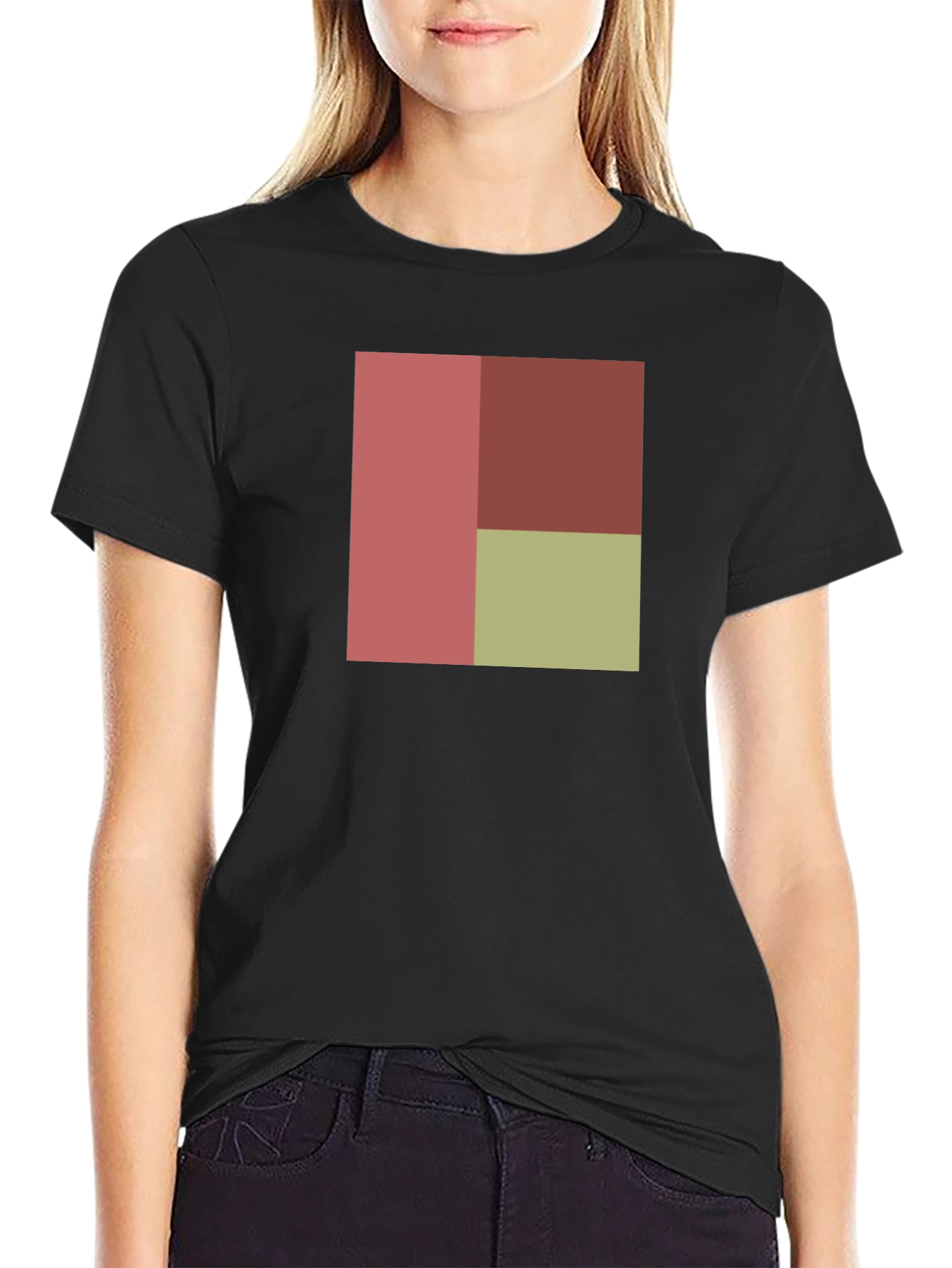 Black Modern Color Block Tee - Stylish Casual Wear view 2