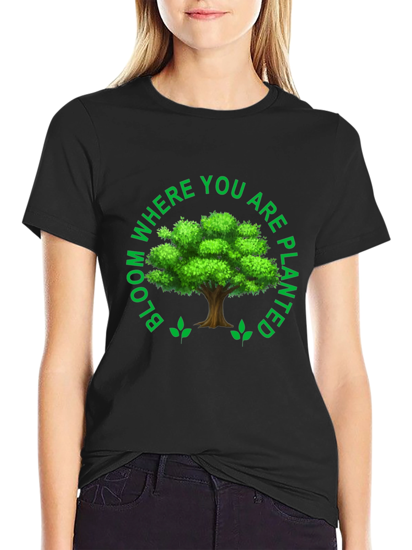 Black Bloom Where You Are Planted T-Shirt view 2