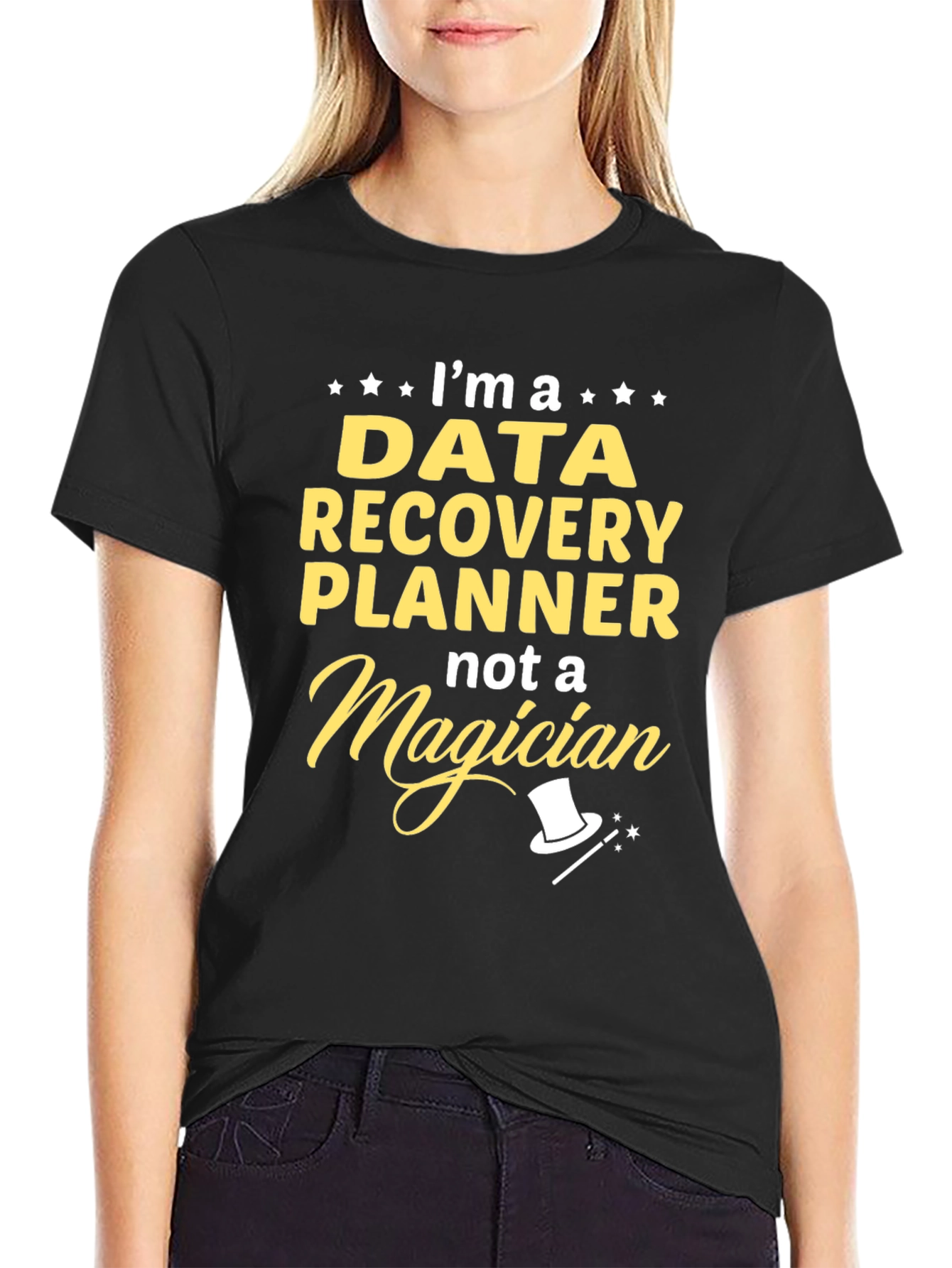 Black Data Recovery Planner Graphic T-Shirt view 2