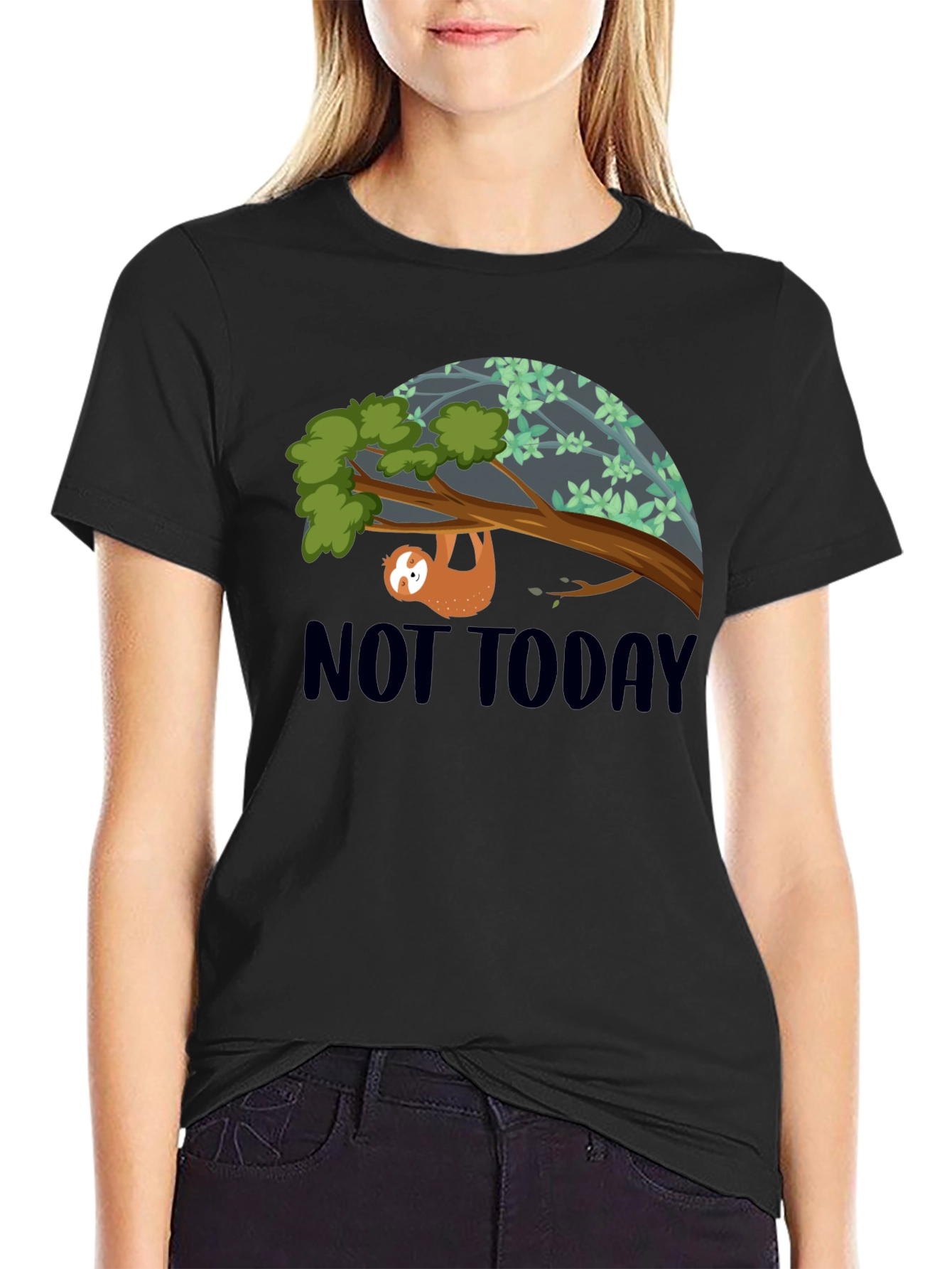 Black Not Today Sloth Graphic Tee - Relaxed Fit view 2