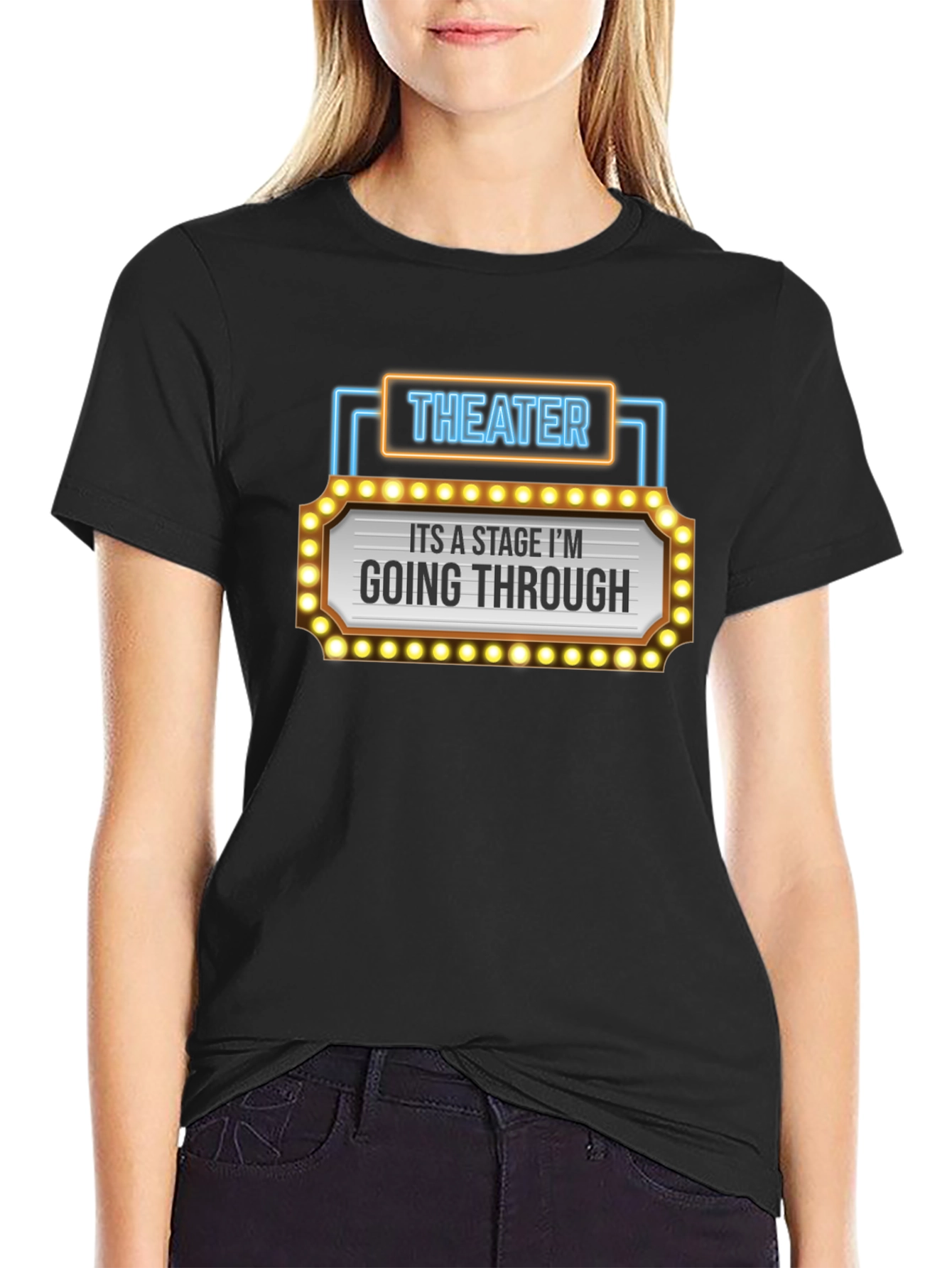 Black Theater Stage Humor T-Shirt - Going Through a Stage view 2