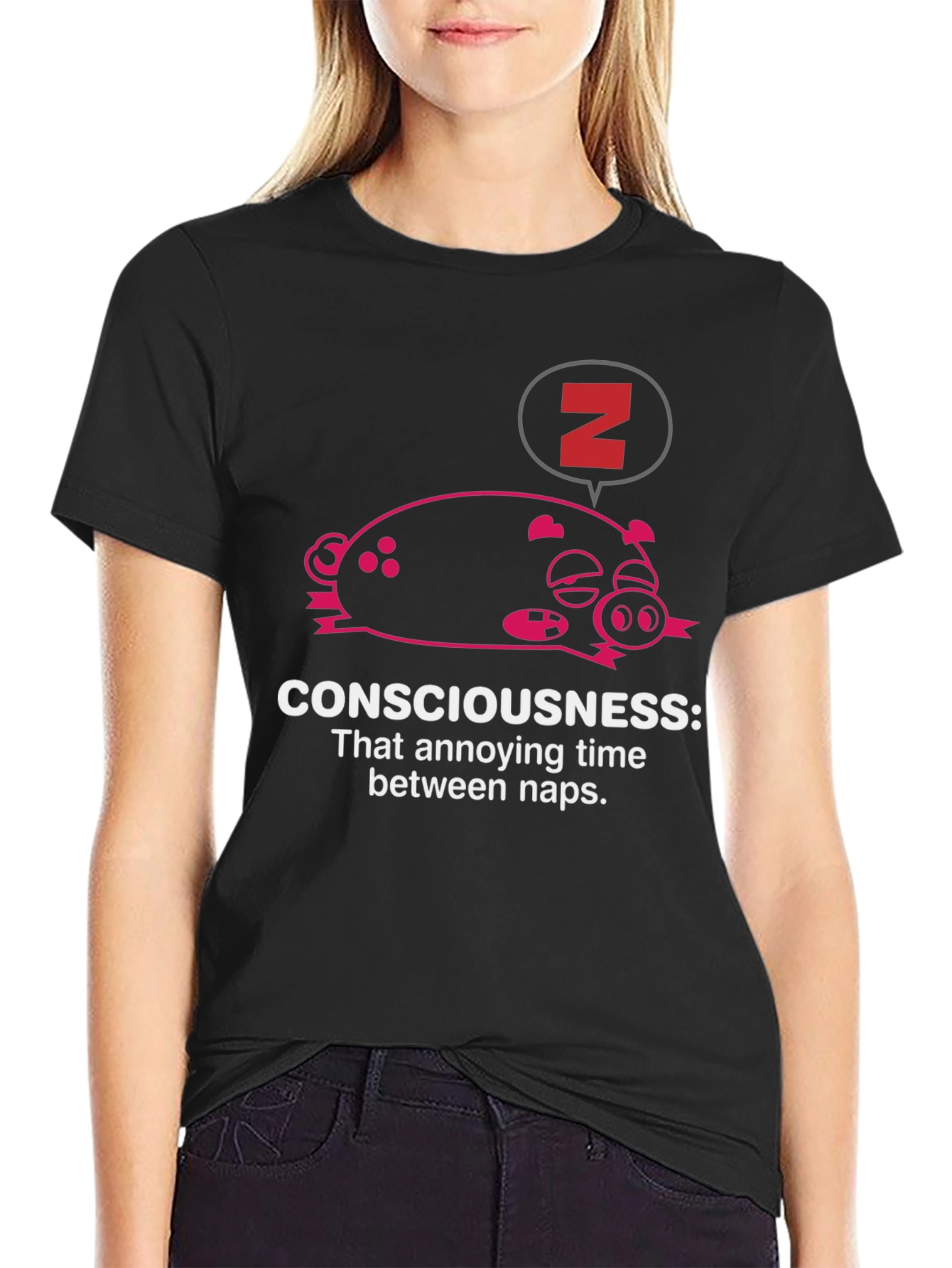 Consciousness Nap T-Shirt: Funny Sleep Pig - 2