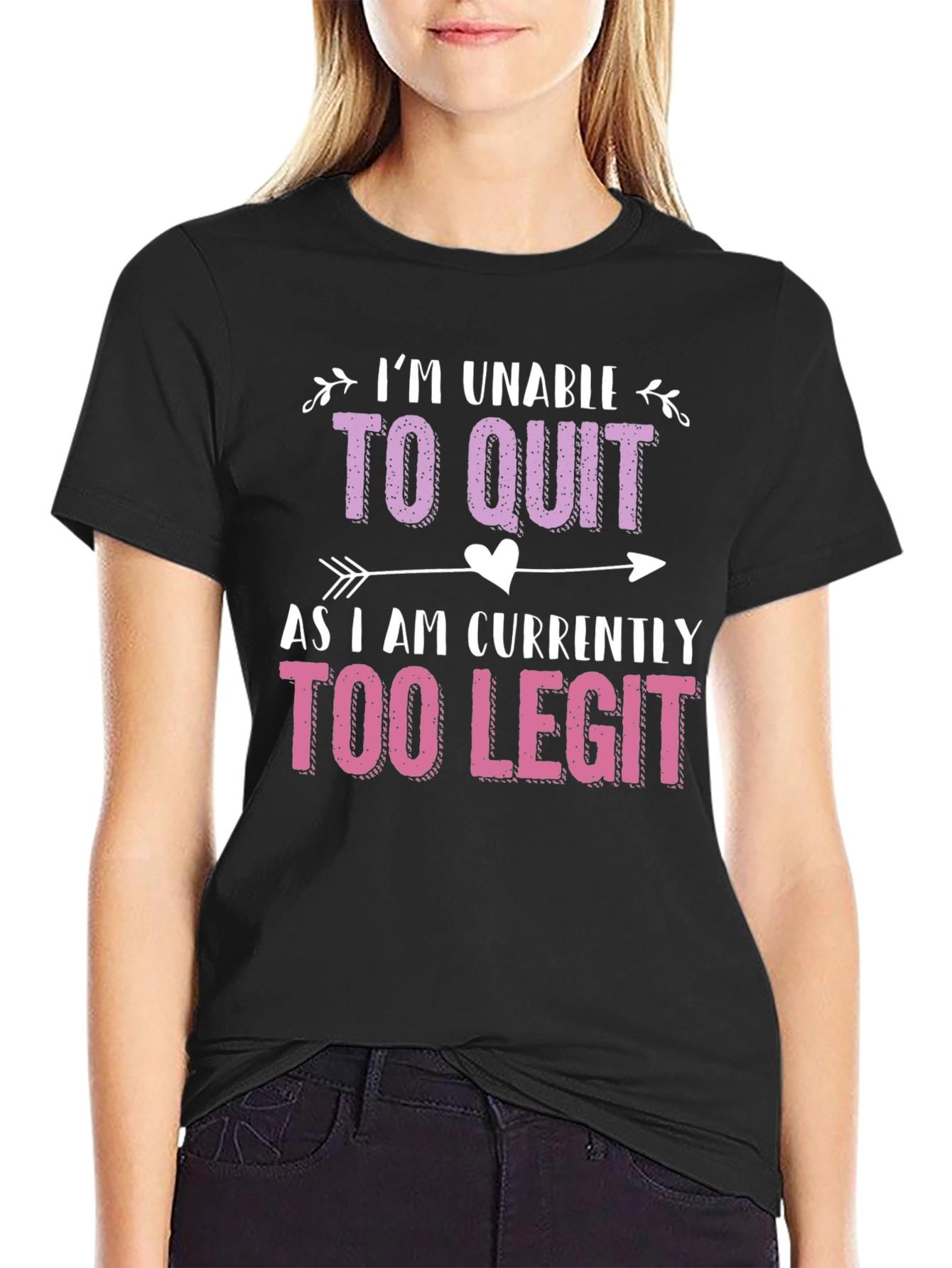 Black Too Legit To Quit Funny Graphic Tee view 2