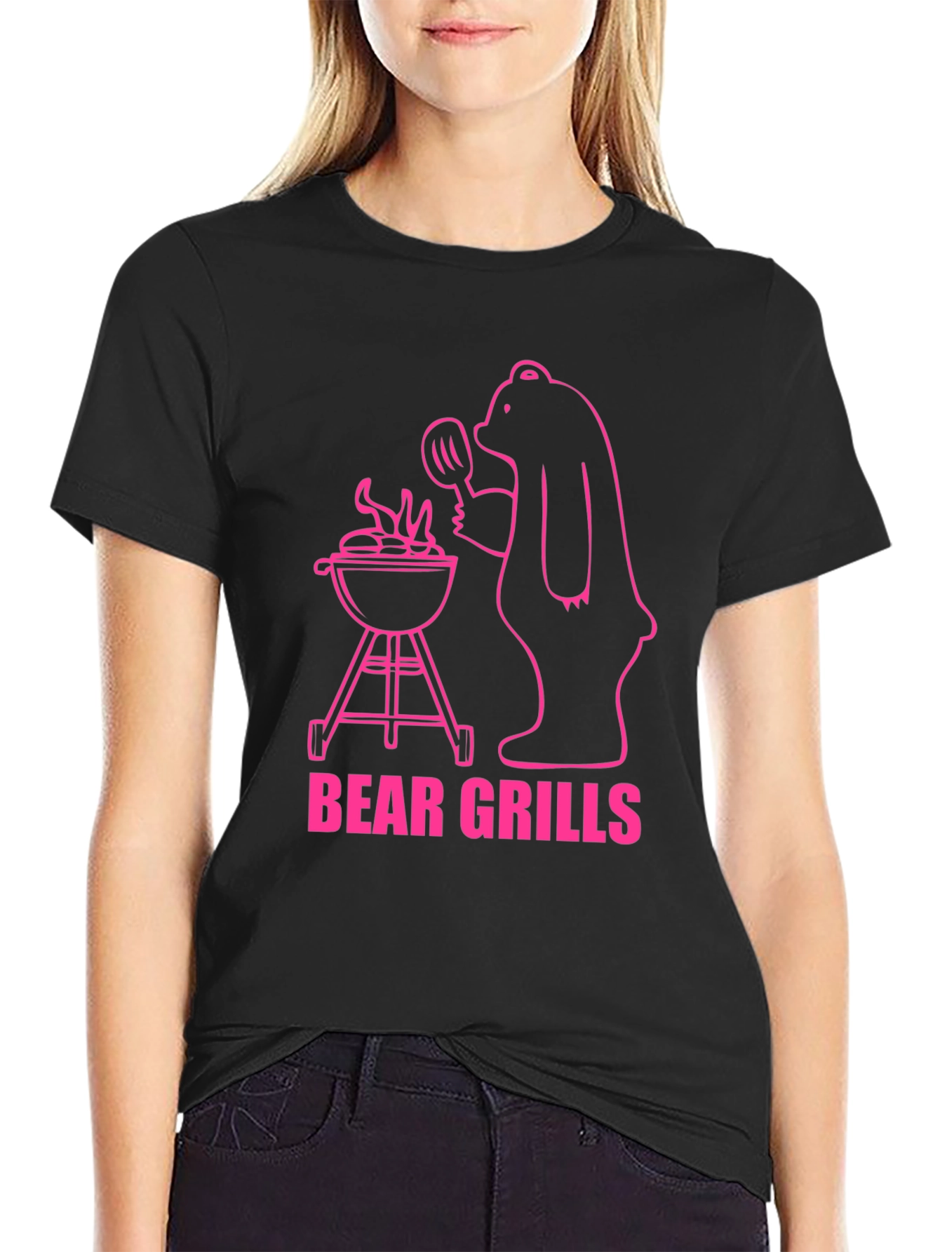 Black Bear Grills Graphic T-Shirt - Funny BBQ Bear view 2