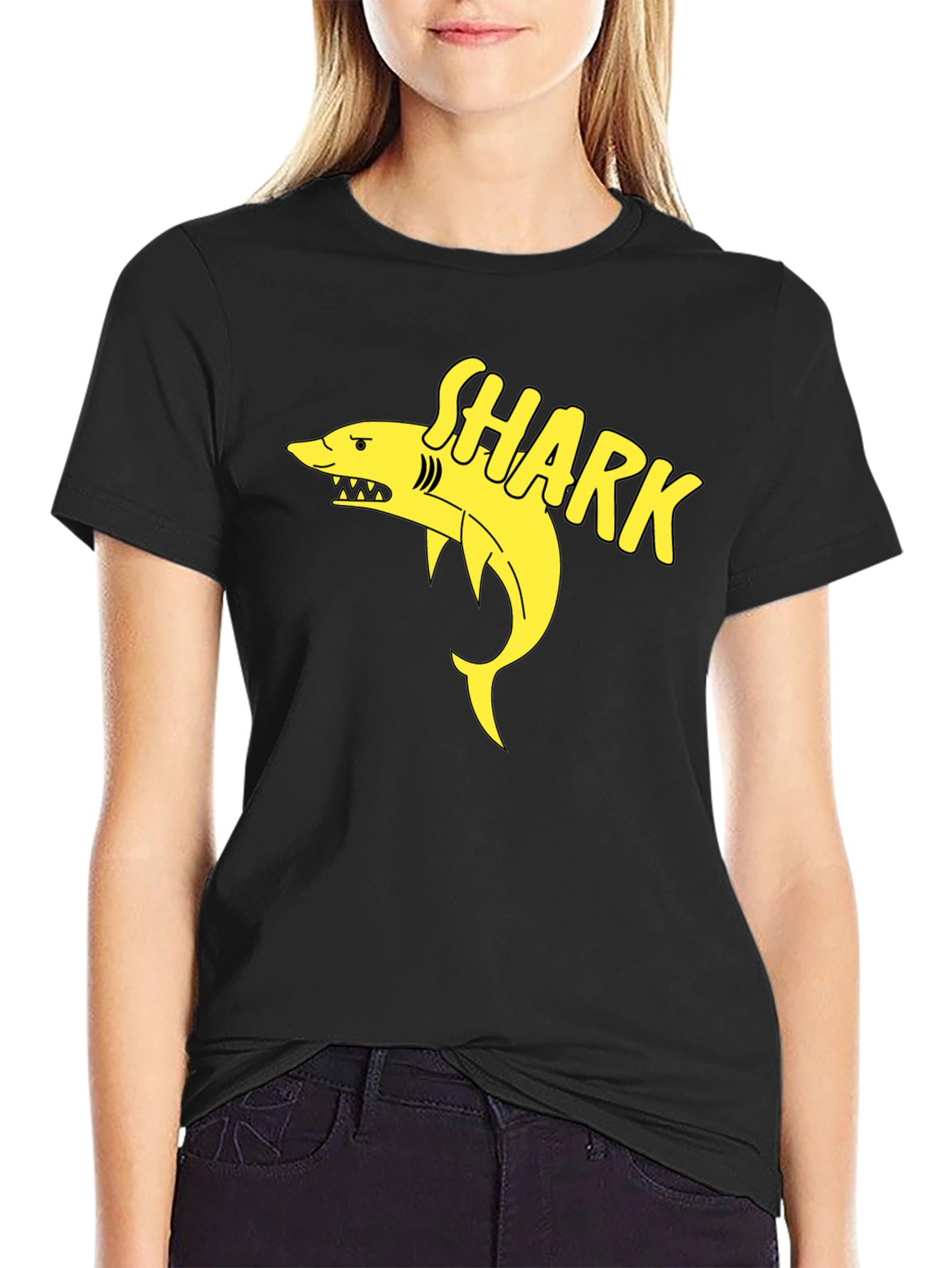 Black Shark Graphic Black T-Shirt - Casual Men's Tee view 2