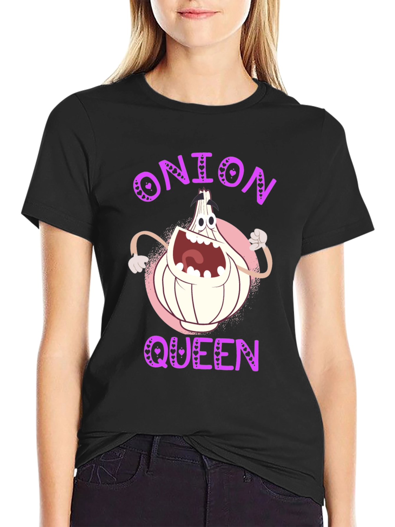 Black Onion Queen T-Shirt - Funny Graphic Tee view 2