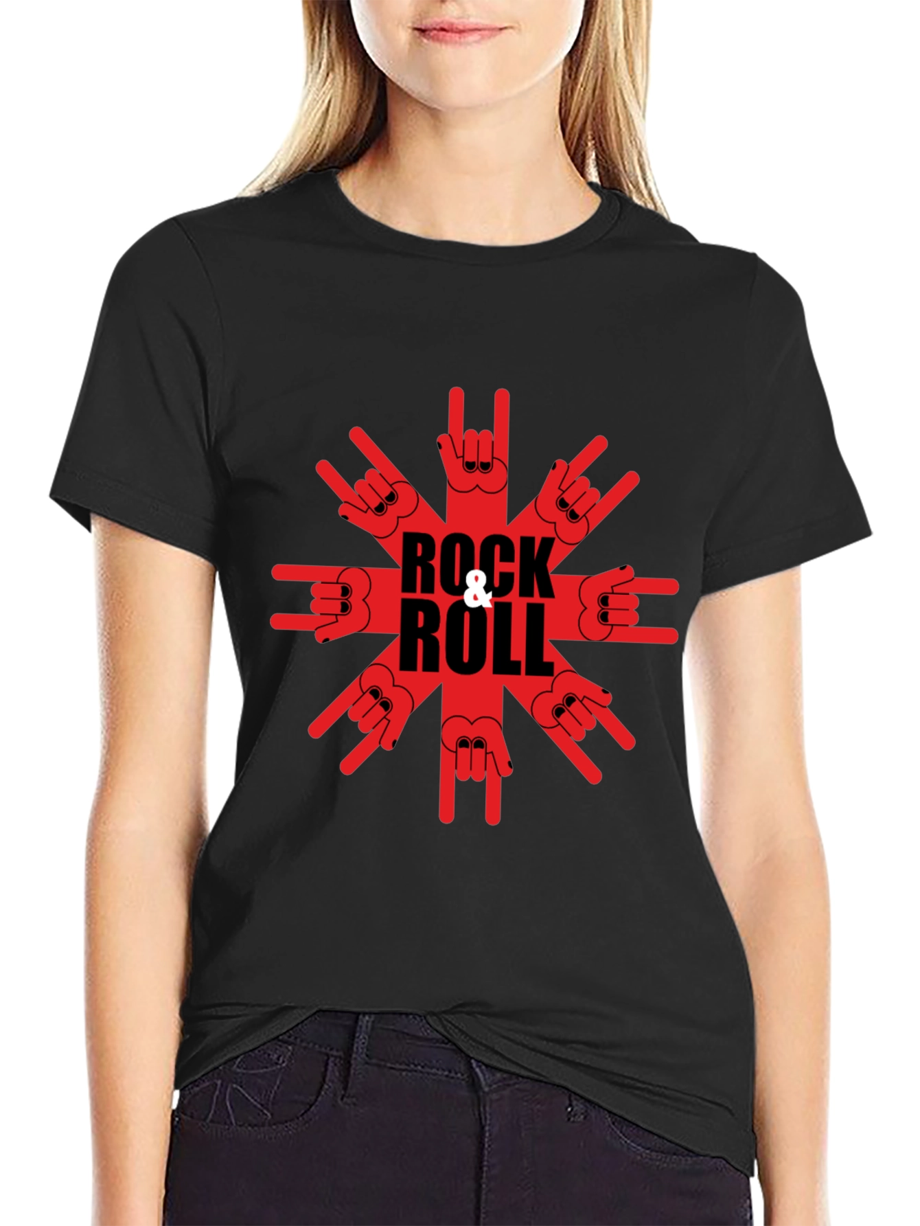 Black Rock & Roll Graphic T-Shirt - Black Tee view 2