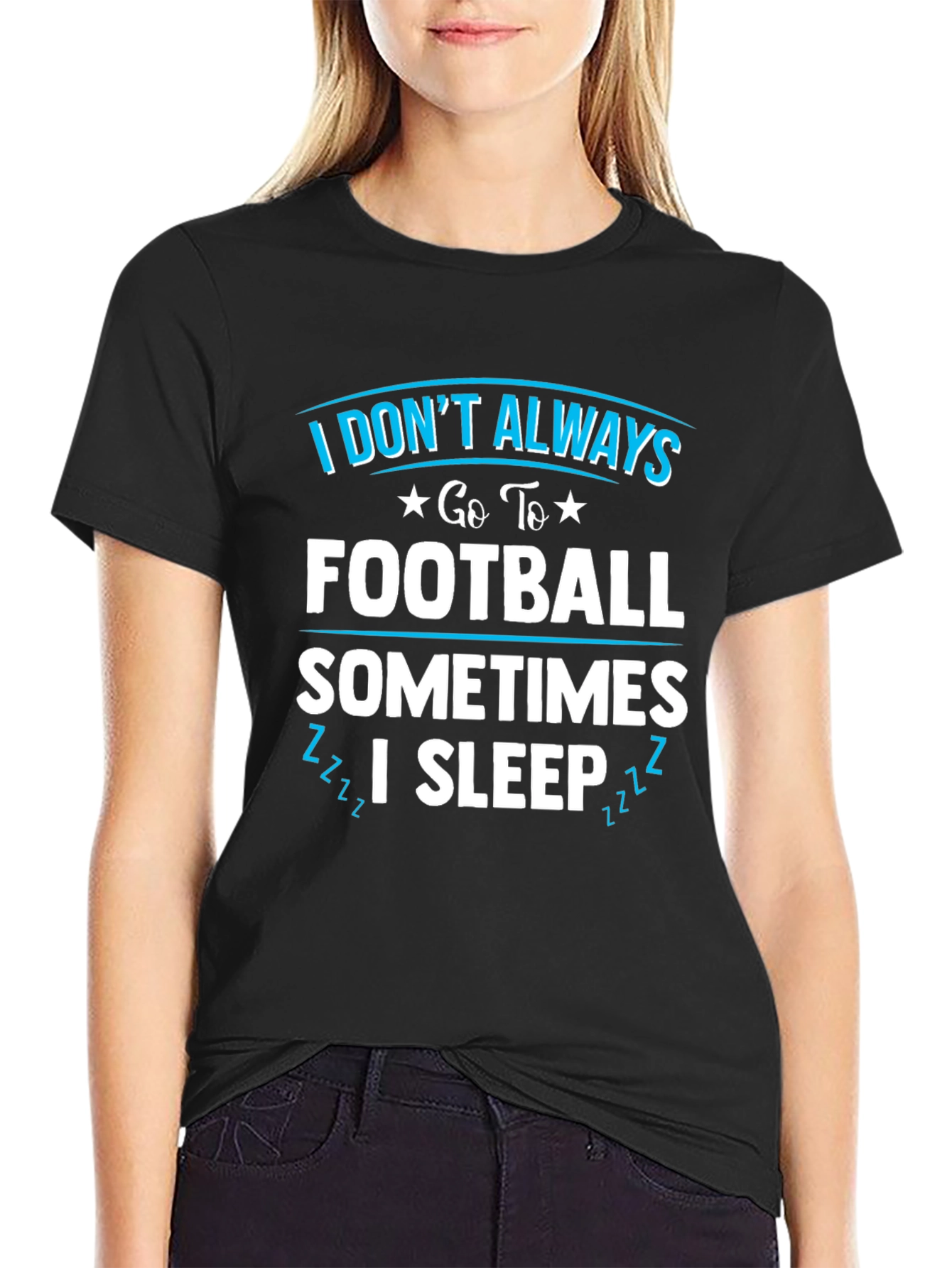 Black Funny Football Sleep T-Shirt view 2