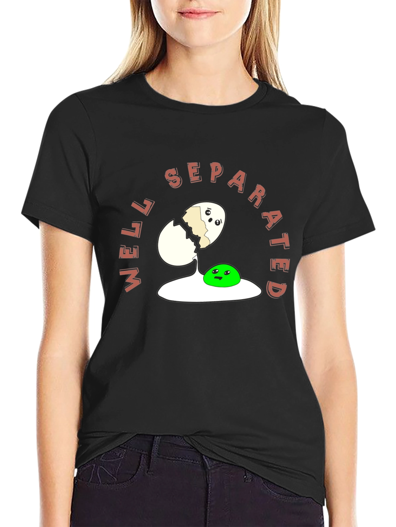 Black Well Separated Funny Egg T-Shirt view 2