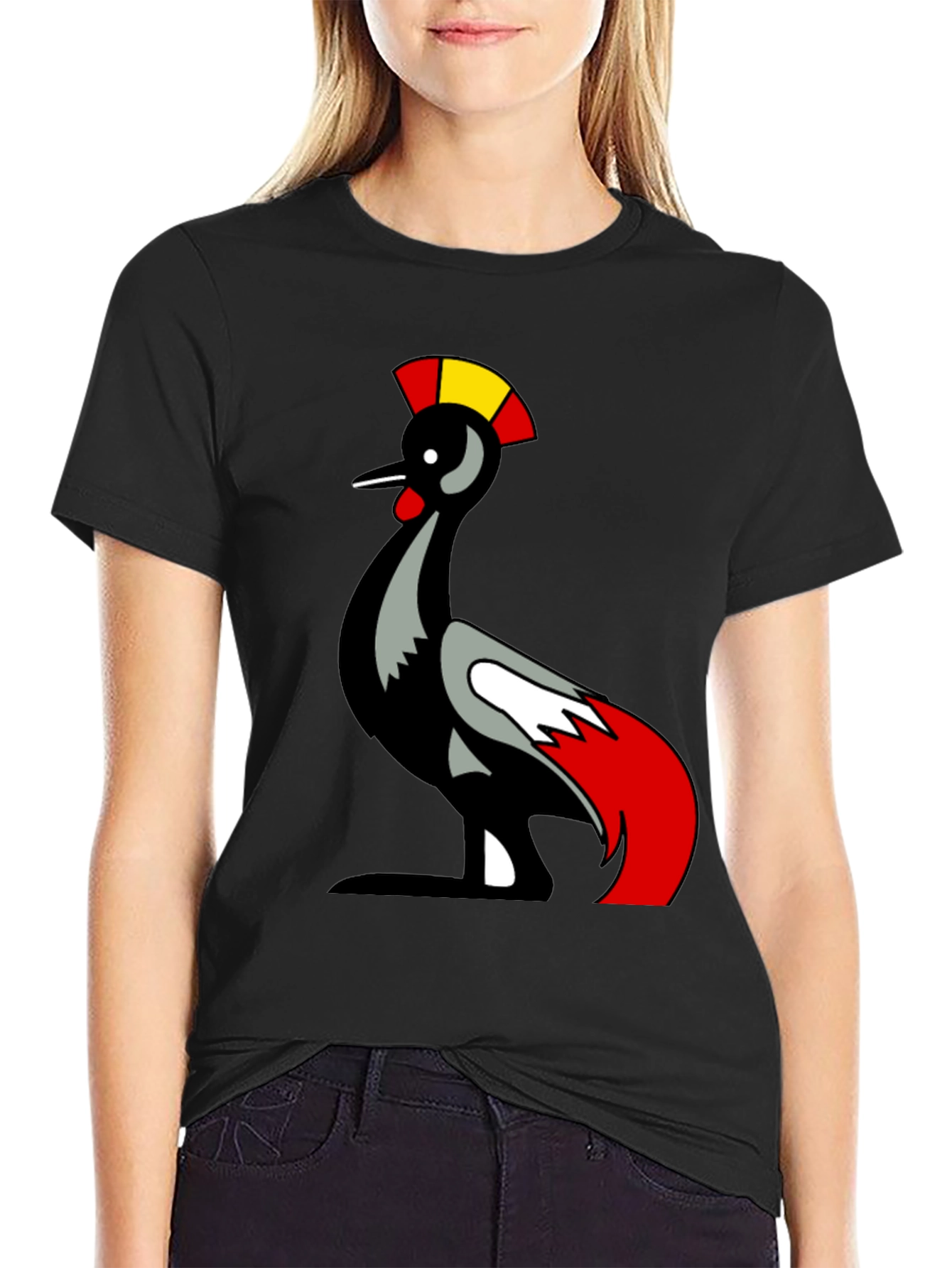 Black Unique Bird Graphic T-Shirt view 2