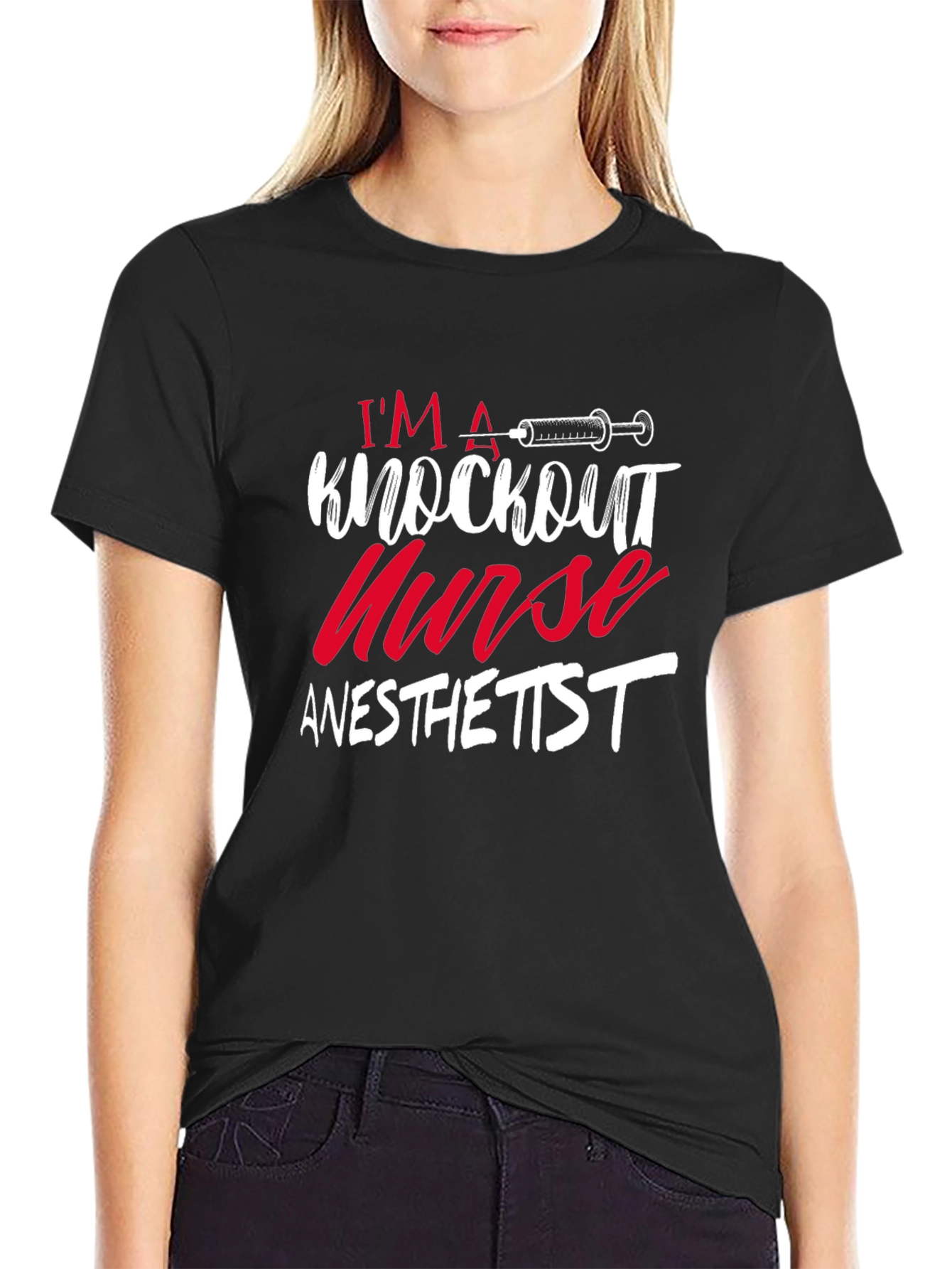 Black Knockout Nurse Anesthetist T-Shirt view 2