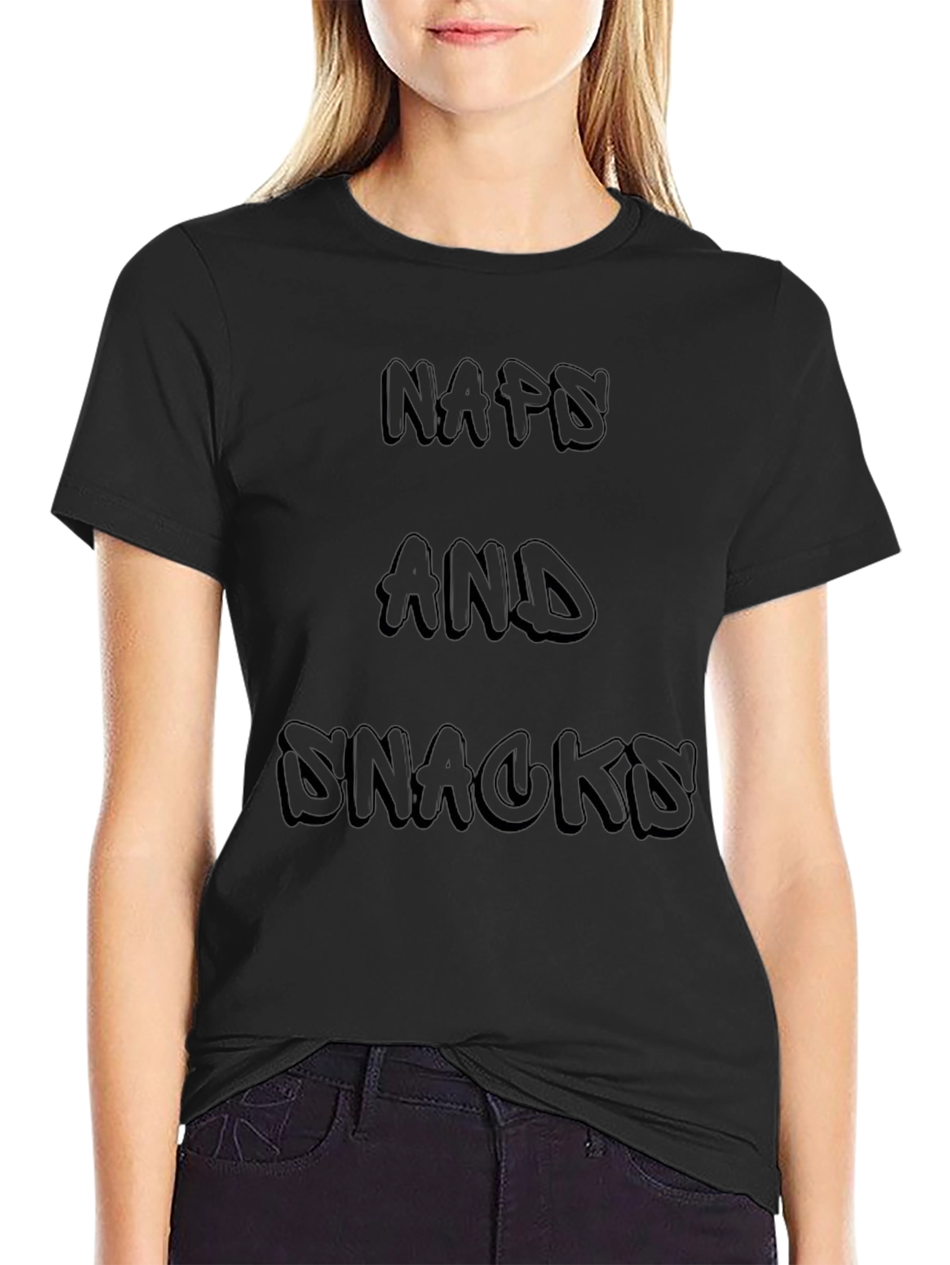 Black Naps and Snacks Black Graphic Tee Shirt view 2