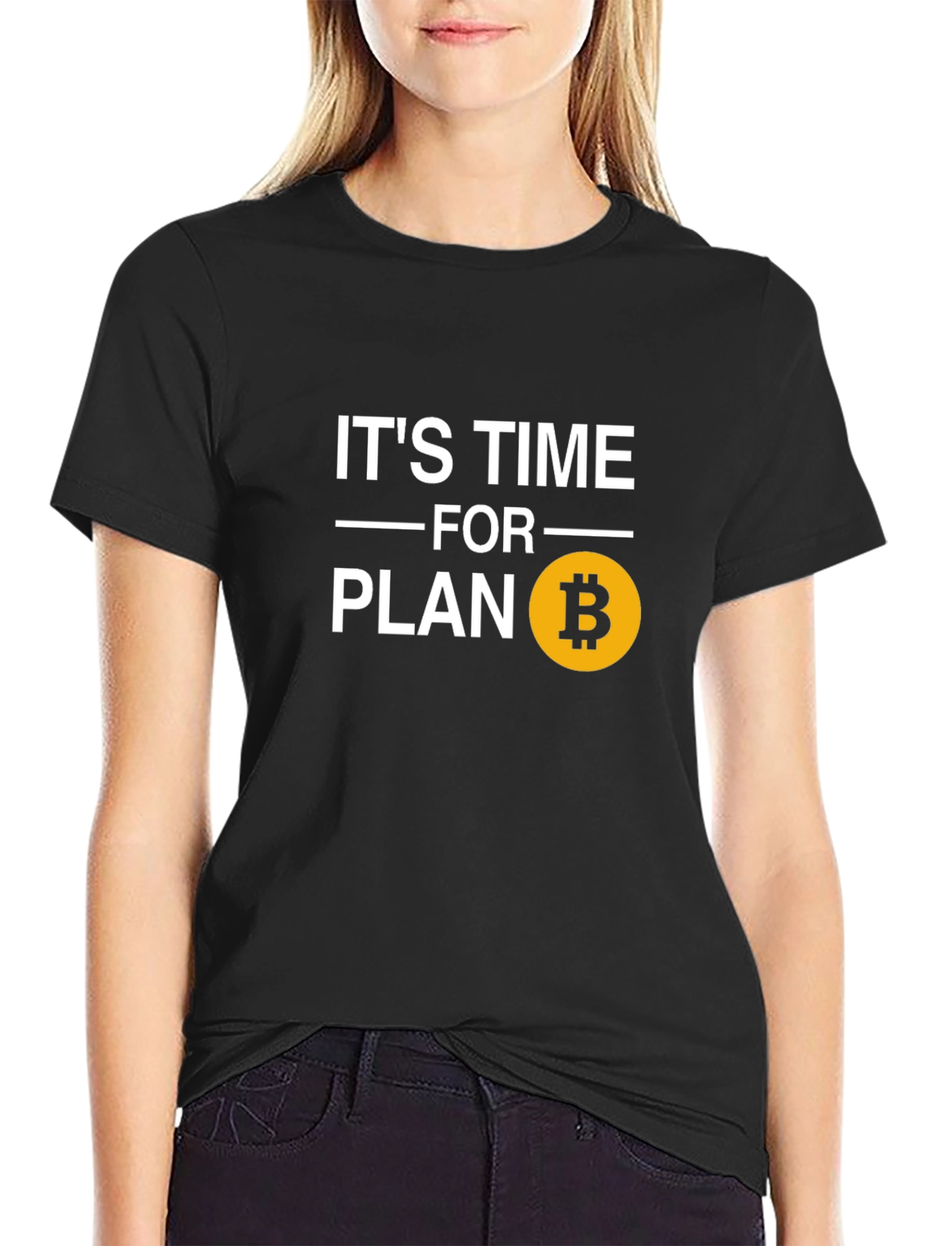 Black It's Time for Plan B Bitcoin T-Shirt view 2