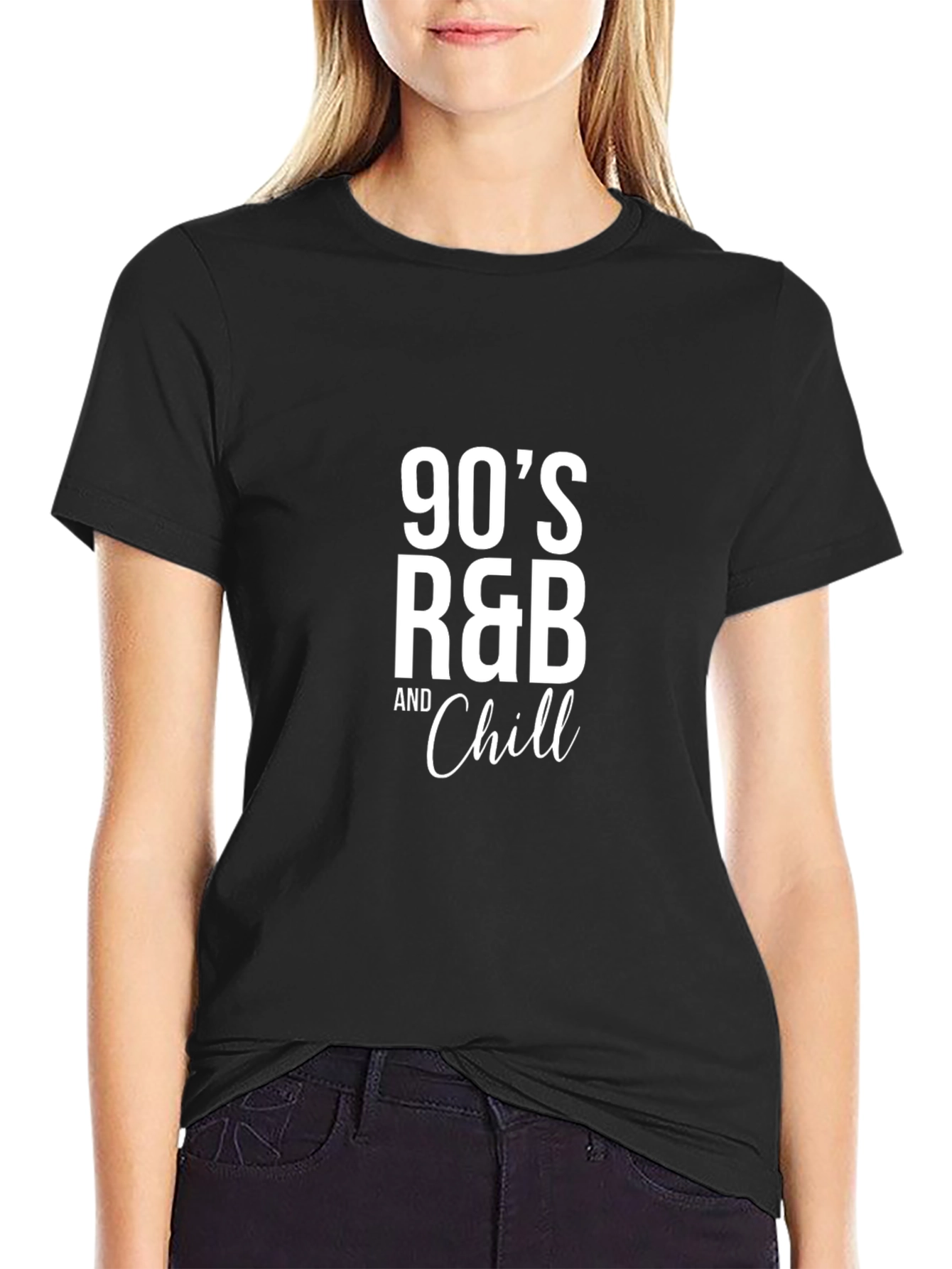 Black 90's R&B and Chill Black T-Shirt view 2