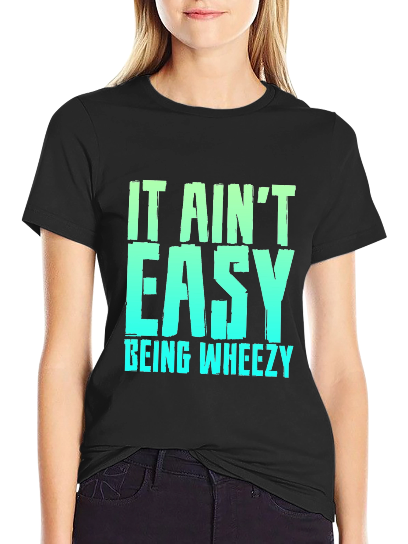 Black It Ain't Easy Being Wheezy Black Graphic T-Shirt view 2