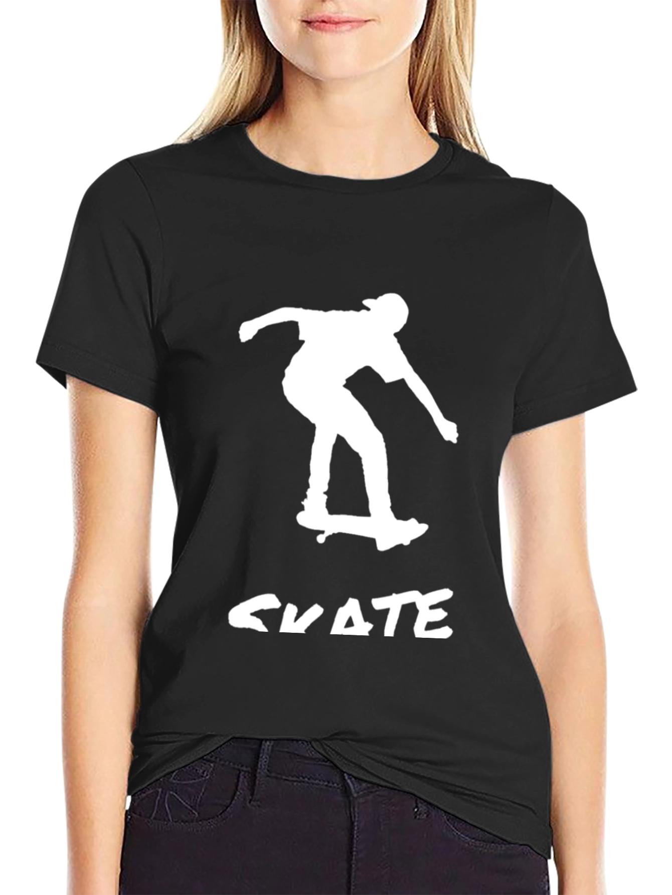 Black Cool Skater T-Shirt - Black Graphic Tee view 2