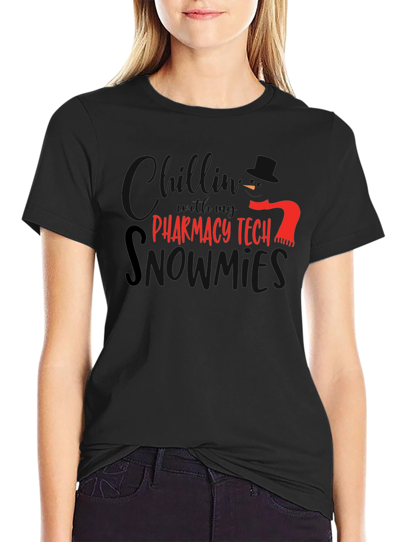 Black Pharmacy Tech Snowmies T-Shirt - Black view 2