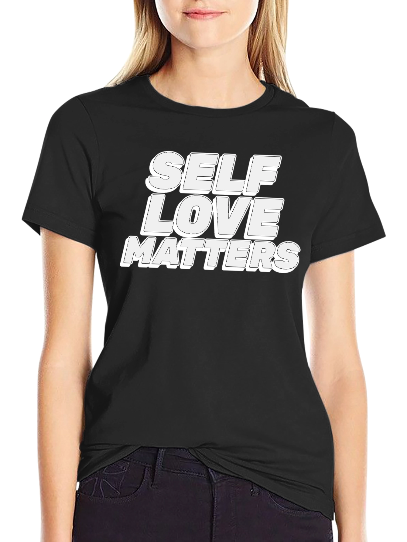 Black Self Love Matters Graphic Tee - Black Unisex T-Shirt view 2