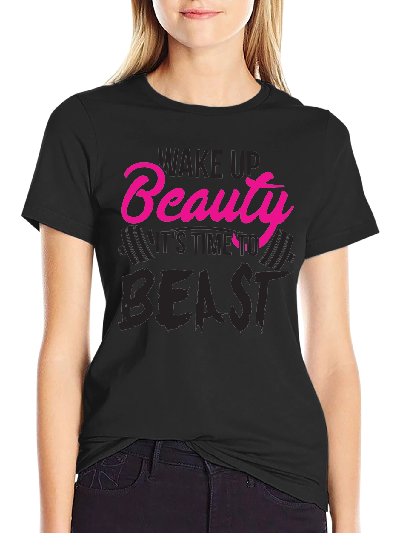 Black Wake Up Beauty, It's Time to Beast T-Shirt view 2