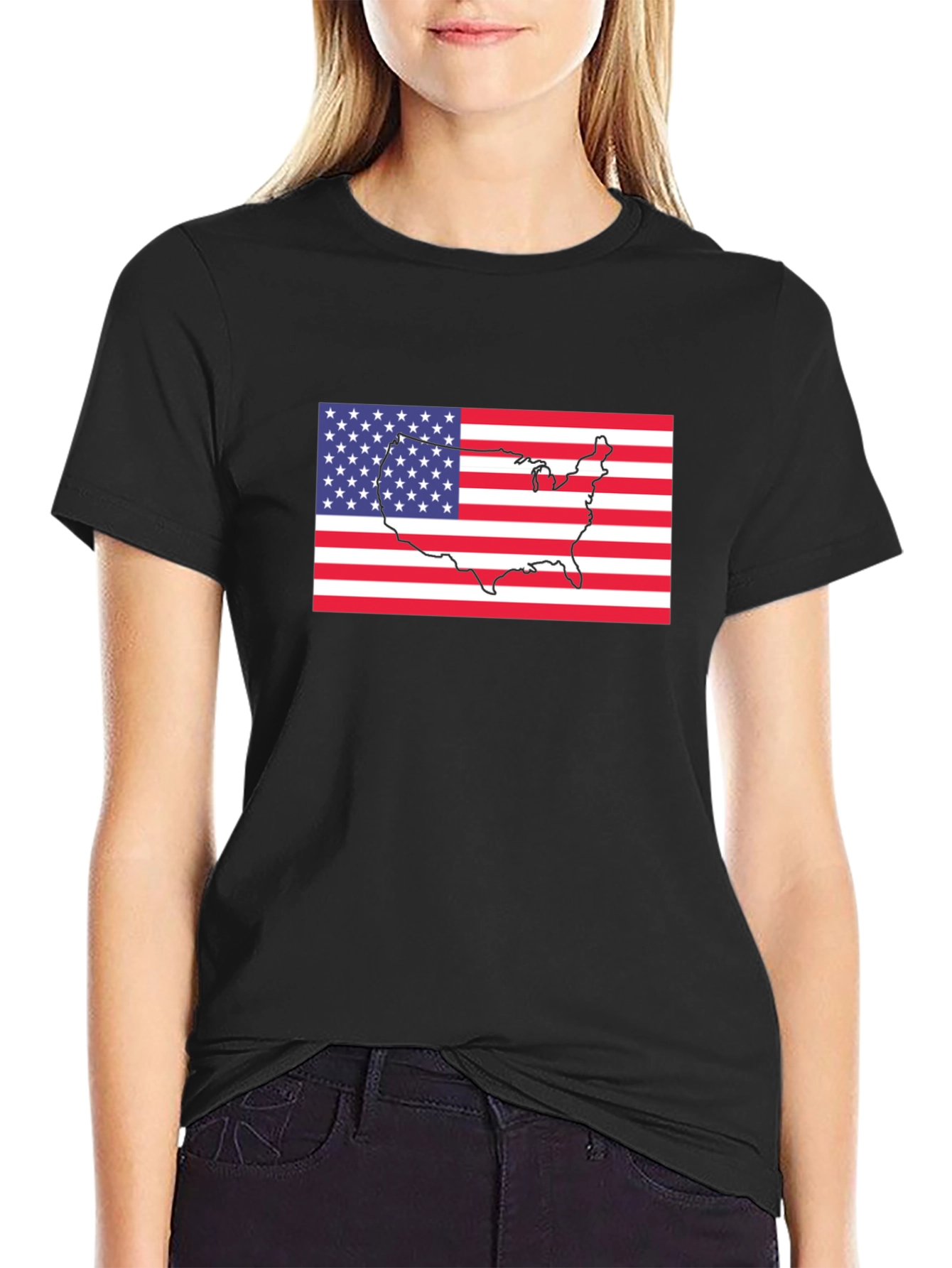 USA Flag Outline T-Shirt - 2