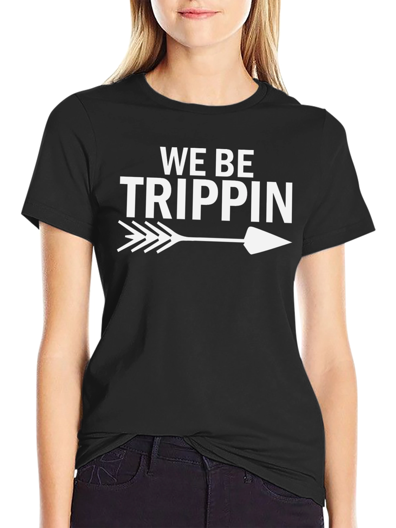 Black We Be Trippin' Arrow Graphic Tee - Black Casual Shirt view 2