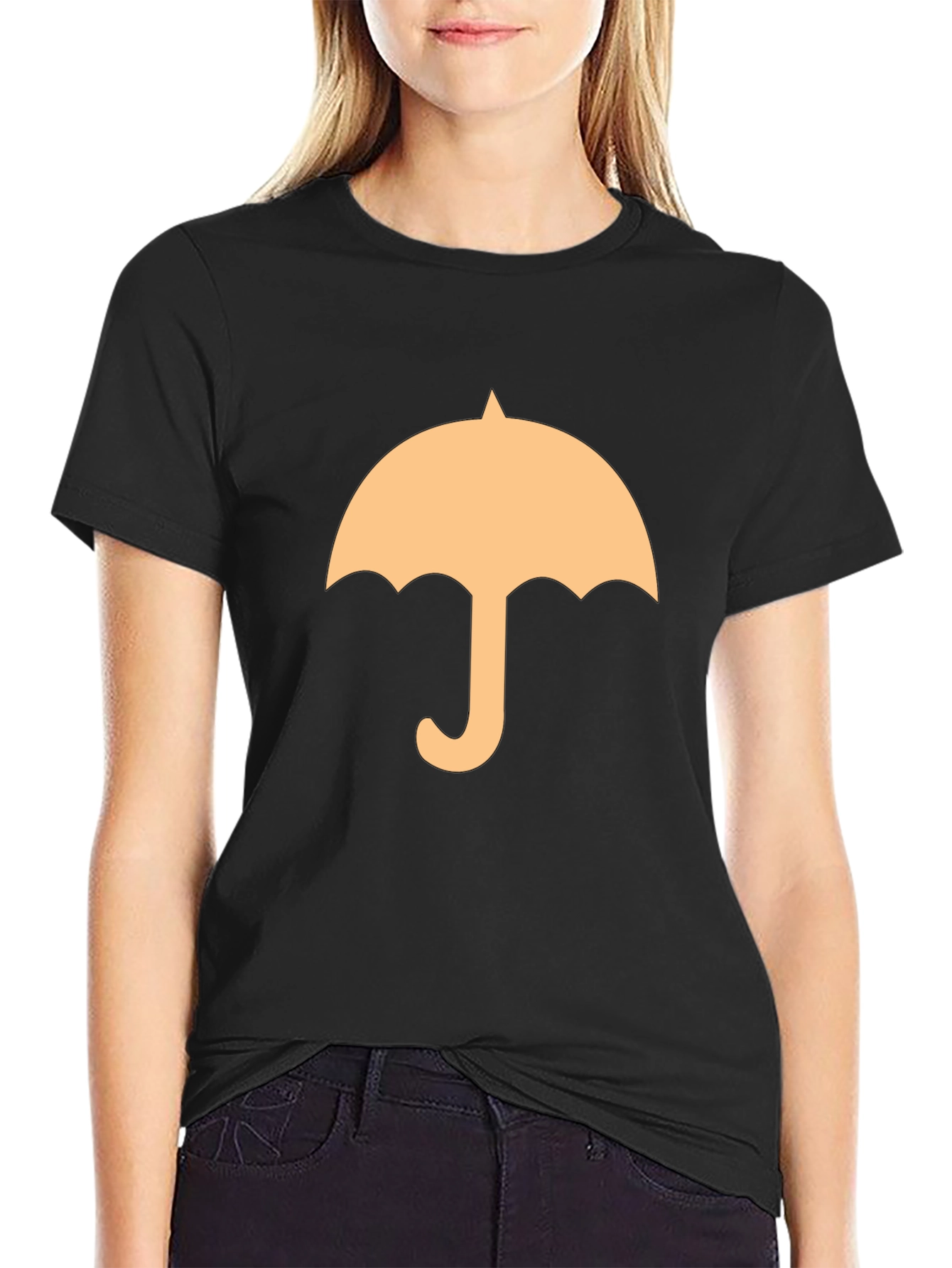 Black Umbrella Graphic Tee - Stylish Black Cotton T-Shirt view 2