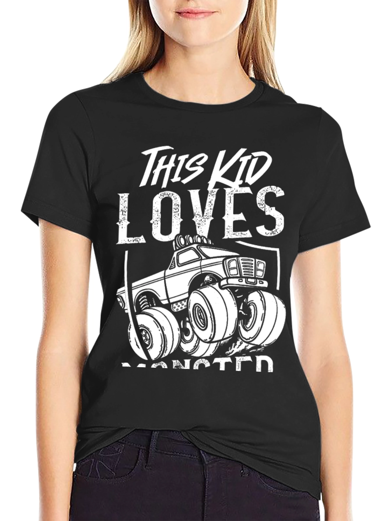 Black Monster Truck Kid's T-Shirt view 2