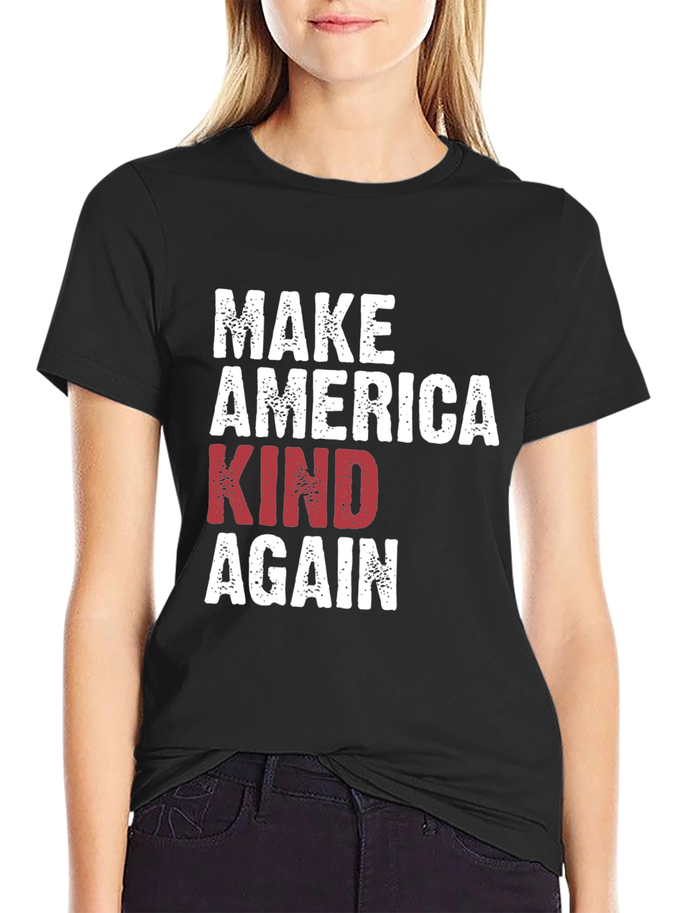 Black Make America Kind Again Black Graphic T-Shirt view 2