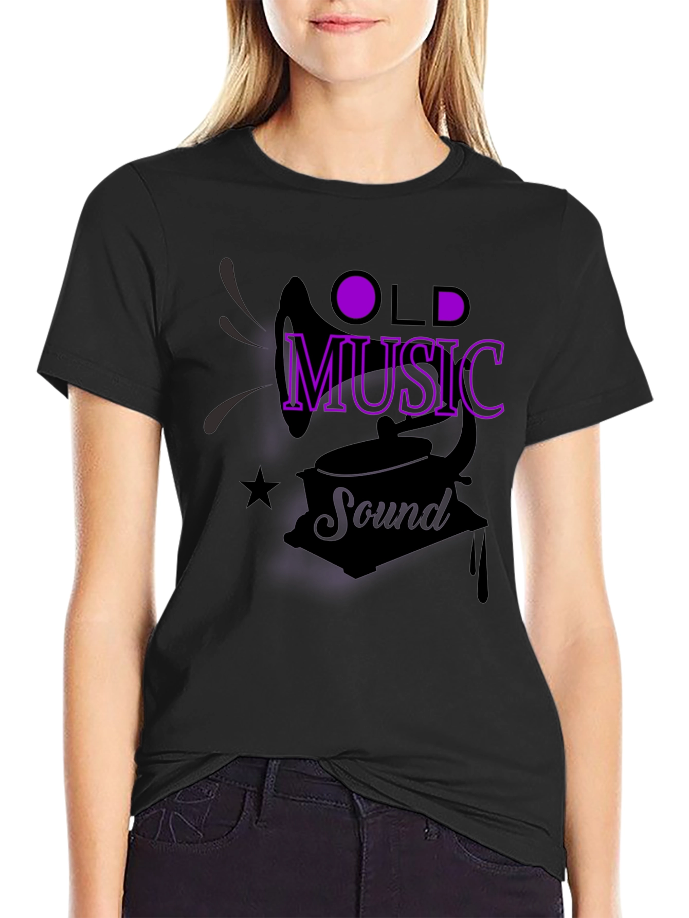 Black Vintage Music T-Shirt view 2