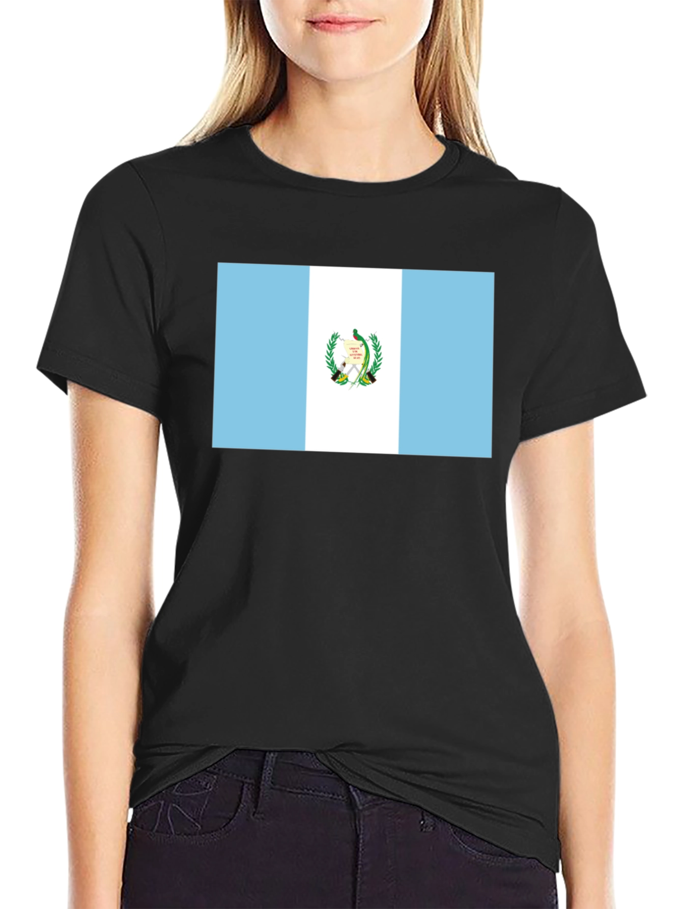 Black Guatemala Flag T-Shirt - Black Tee view 2