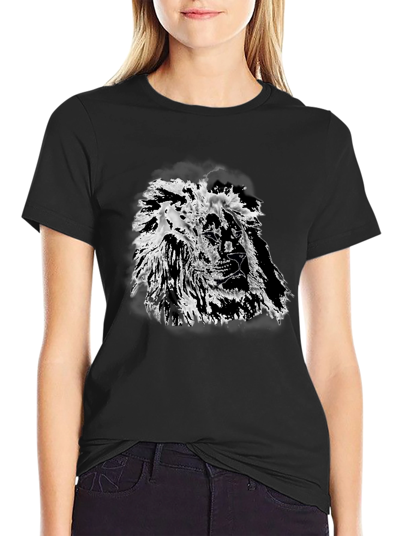 Black Lion Graphic Black T-Shirt - Bold Style view 2